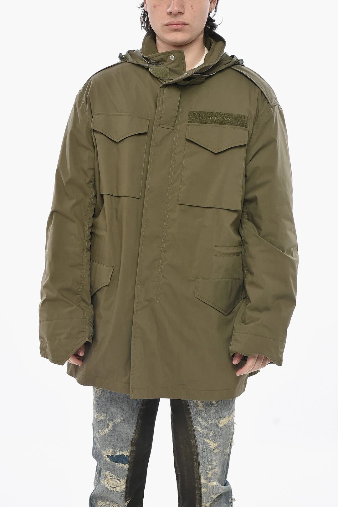 Givenchy og1mm0326 Cotton-Blend Multi-Pocket Parka in Military Green Size US S / EU 44-46 / 1 - 1 Thumbnail