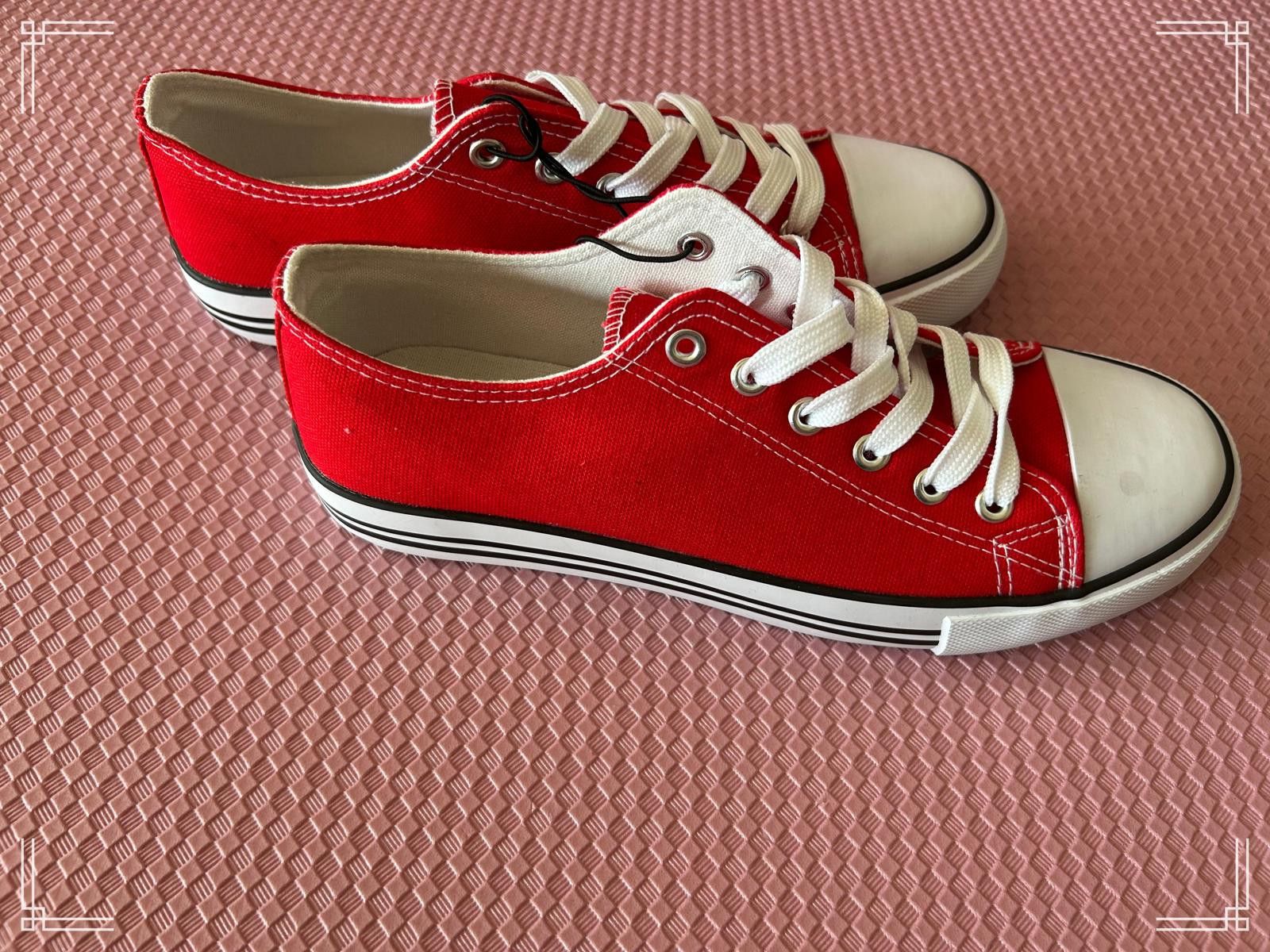 Designer Red Canvas Sneakers – Casual Shoes, New Without Box, Size 6 Size US 6 / IT 36 - 4 Thumbnail