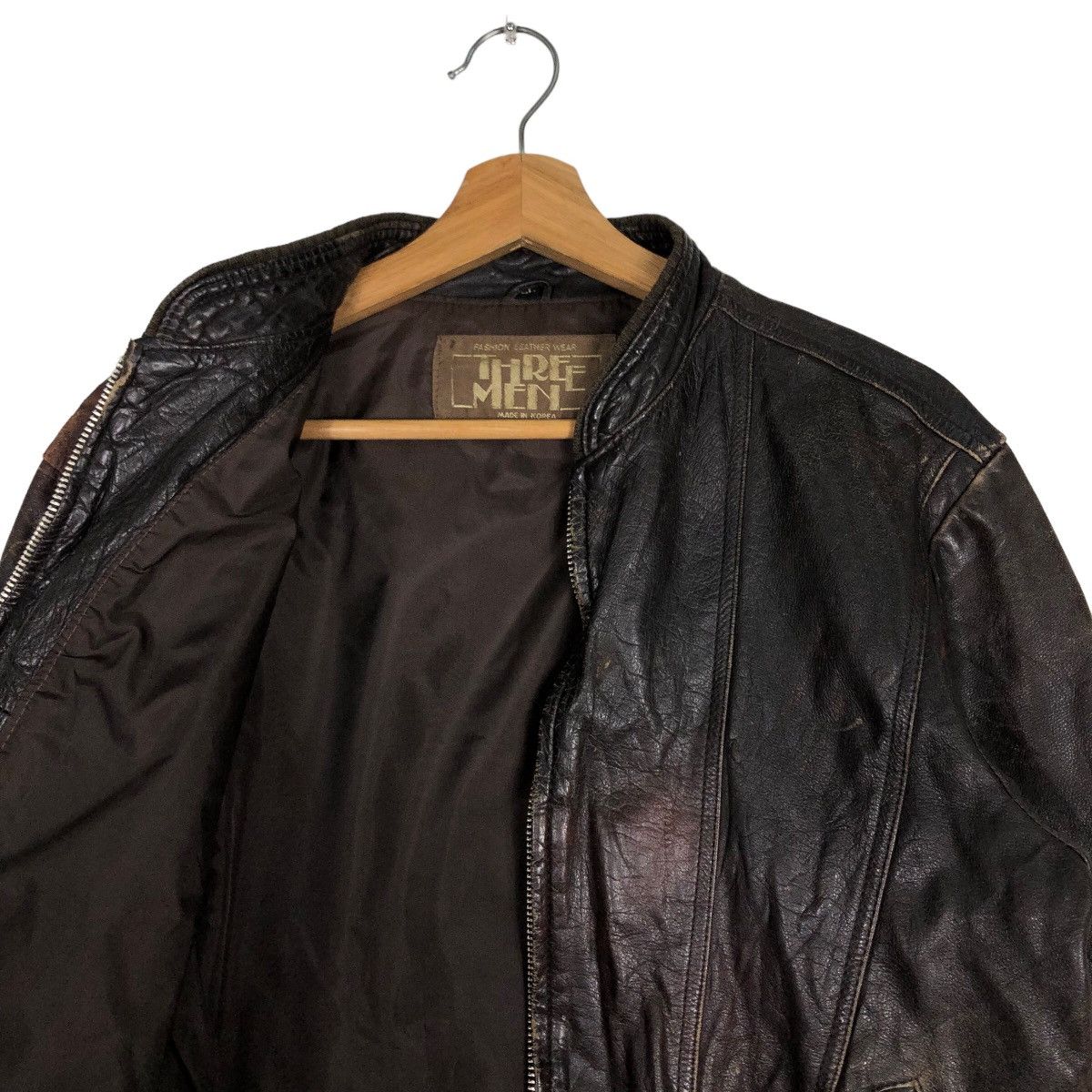 Japanese Brand 🔥Vtg Leather Jacket Three Man Japan Issey Miyake Japan Size US L / EU 52-54 / 3 - 10 Thumbnail