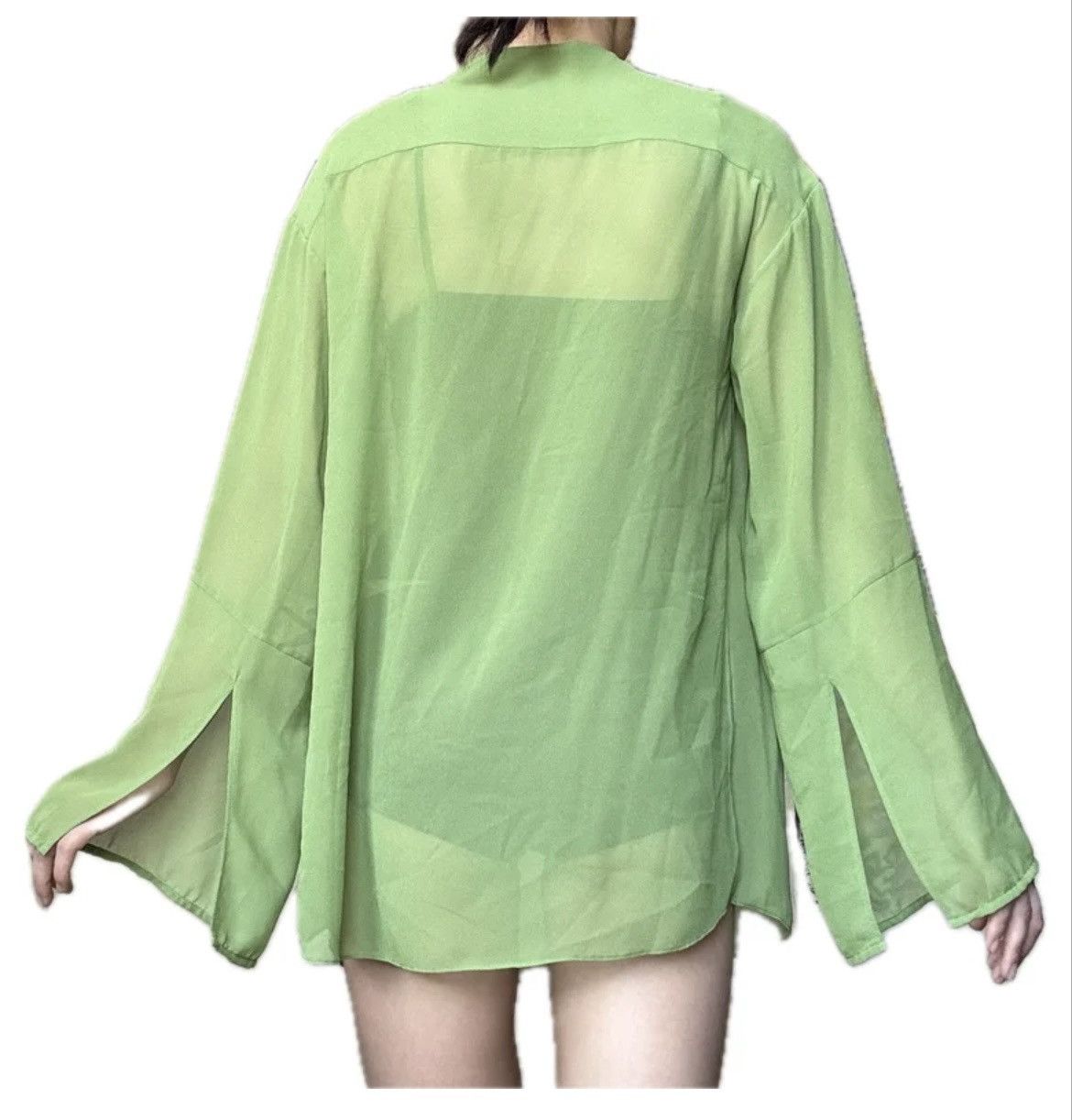 Acne Studios Acne Studios Green Silk Flowy Blouse Size M / US 6-8 / IT 42-44 - 4 Thumbnail
