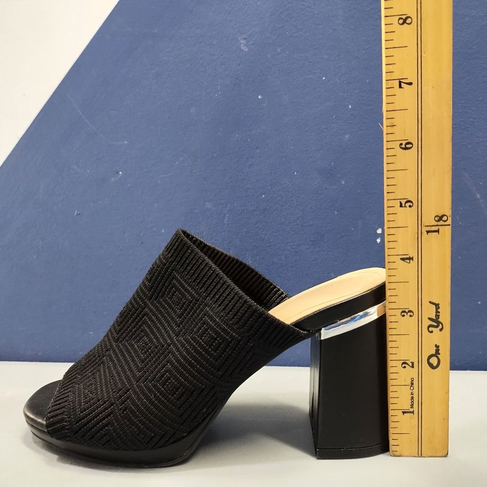 Vintage Adrienne Vittadini Aimie Heeled Slide Sandals Womens Size 5M Black Stretch Knit Size US 5 / IT 35 - 8 Thumbnail