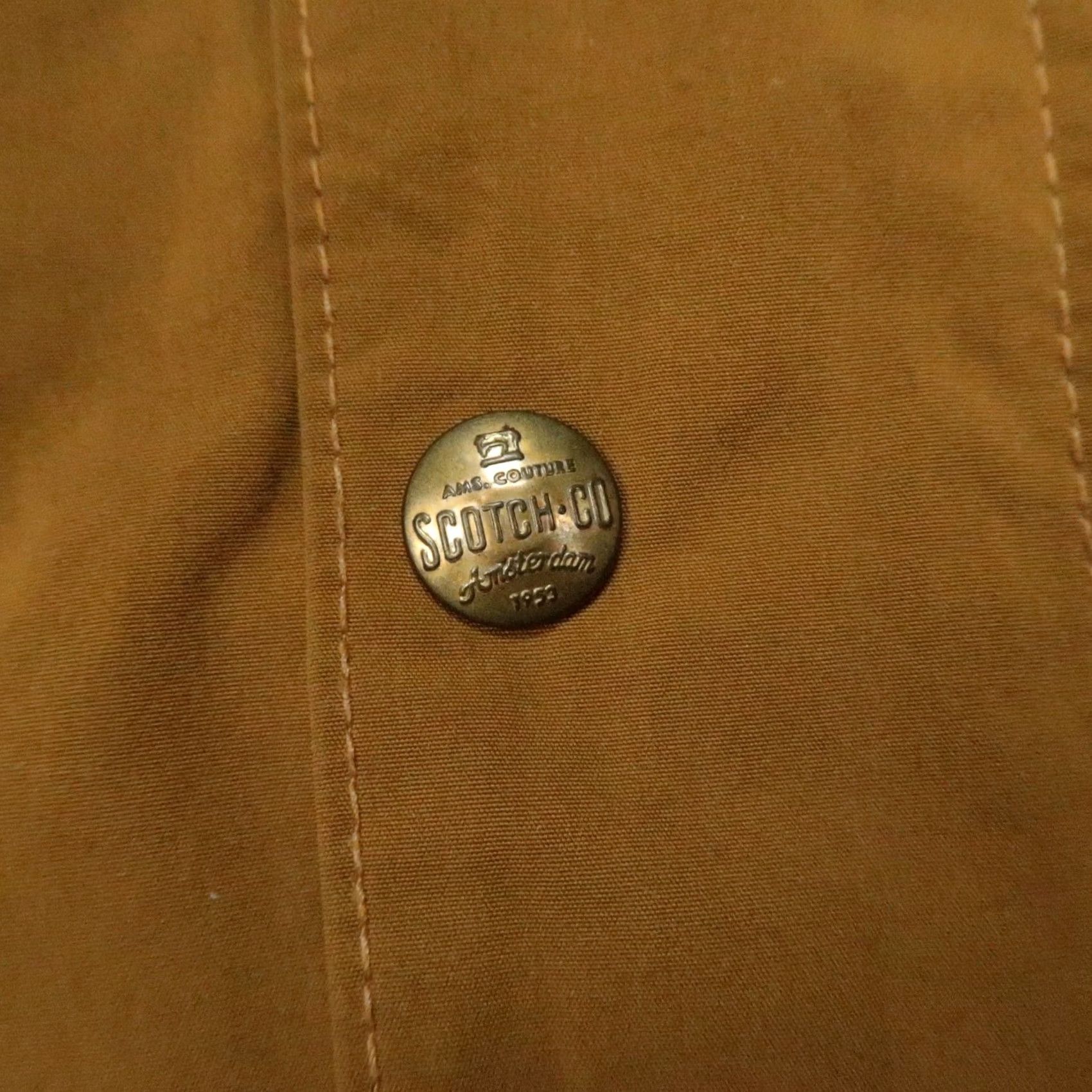Scotch & Soda Scotch & Soda Jacket Mens Small Brown Hunting Blaze Orange Leather Collar Canvas Jacket Size US S / EU 44-46 / 1 - 5 Thumbnail