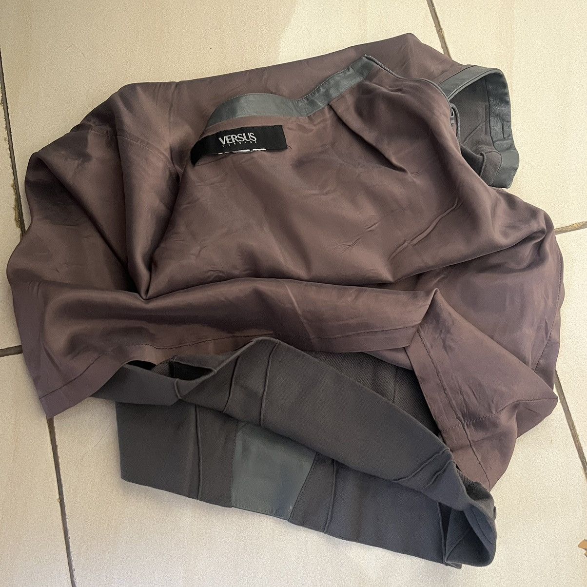 Versace × Versus Versace Versus Versace Slim Fit Leather Linen Skirt Size 28" / US 6 / IT 42 - 3 Thumbnail