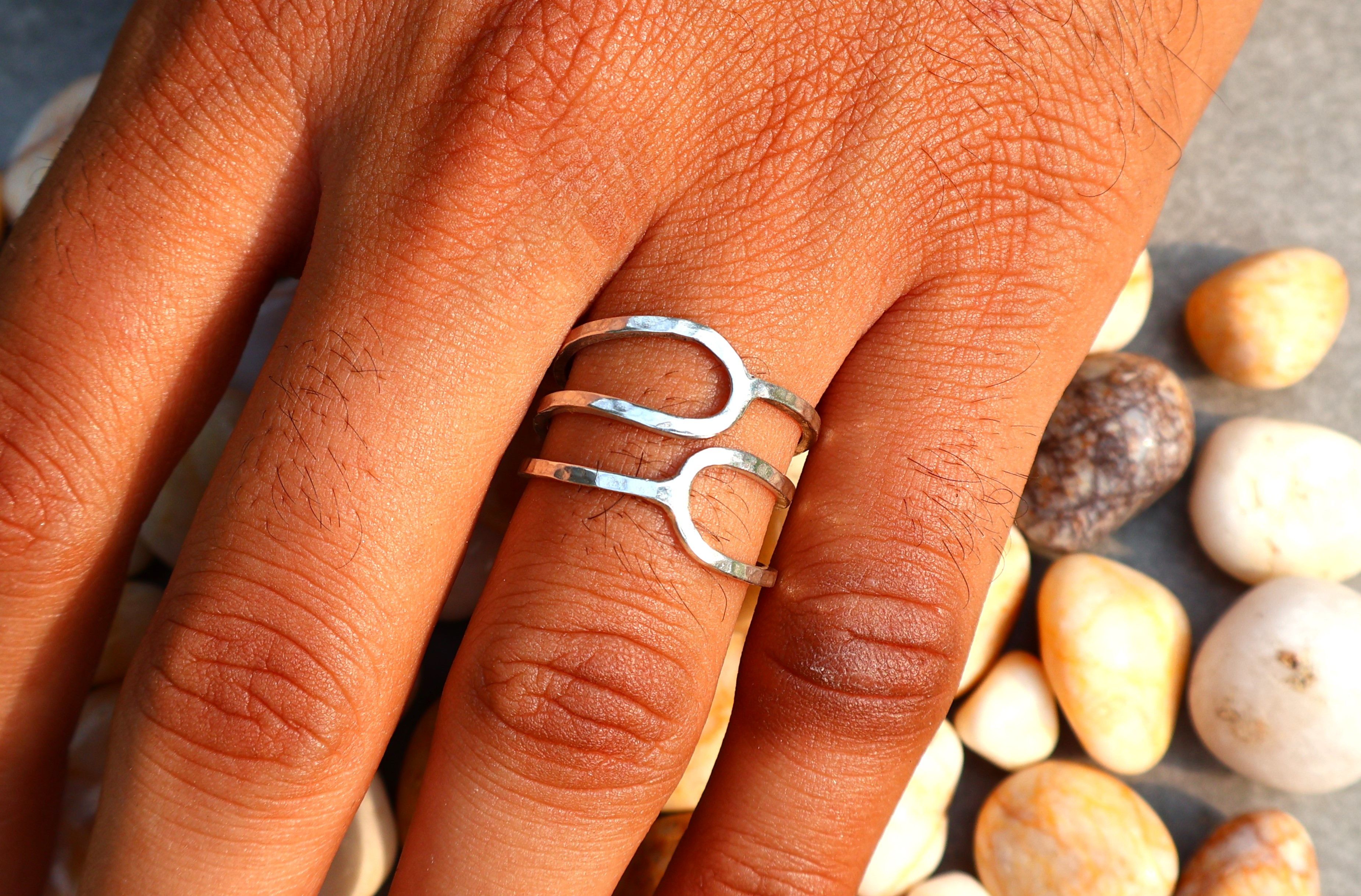 Handmade Hammered Spiral Ring, 925 Sterling Silver, Handmade Ring, Size ONE SIZE - 8 Thumbnail