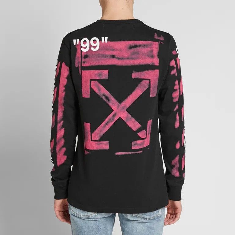 image of Off White Off-White - S/s 19 - Diag Stencil Longsleeves in Black, Men's (Size Medium)