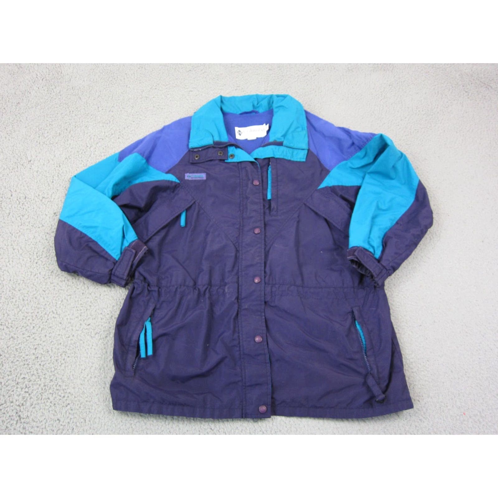Vintage VINTAGE Columbia Jacket Womens Large Purple Blue Windbreaker 90s Zip Hooded All Seasons Full Zip Inner Pockets Men? Women? (adjusted) Size L / US 10 / IT 46 - 2 Thumbnail