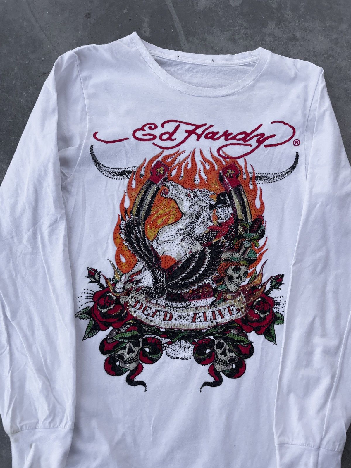 Ed Hardy × Vintage y2k ed hardy rhinestone long sleeve white t-shirt Size US S / EU 44-46 / 1 - 2 Thumbnail