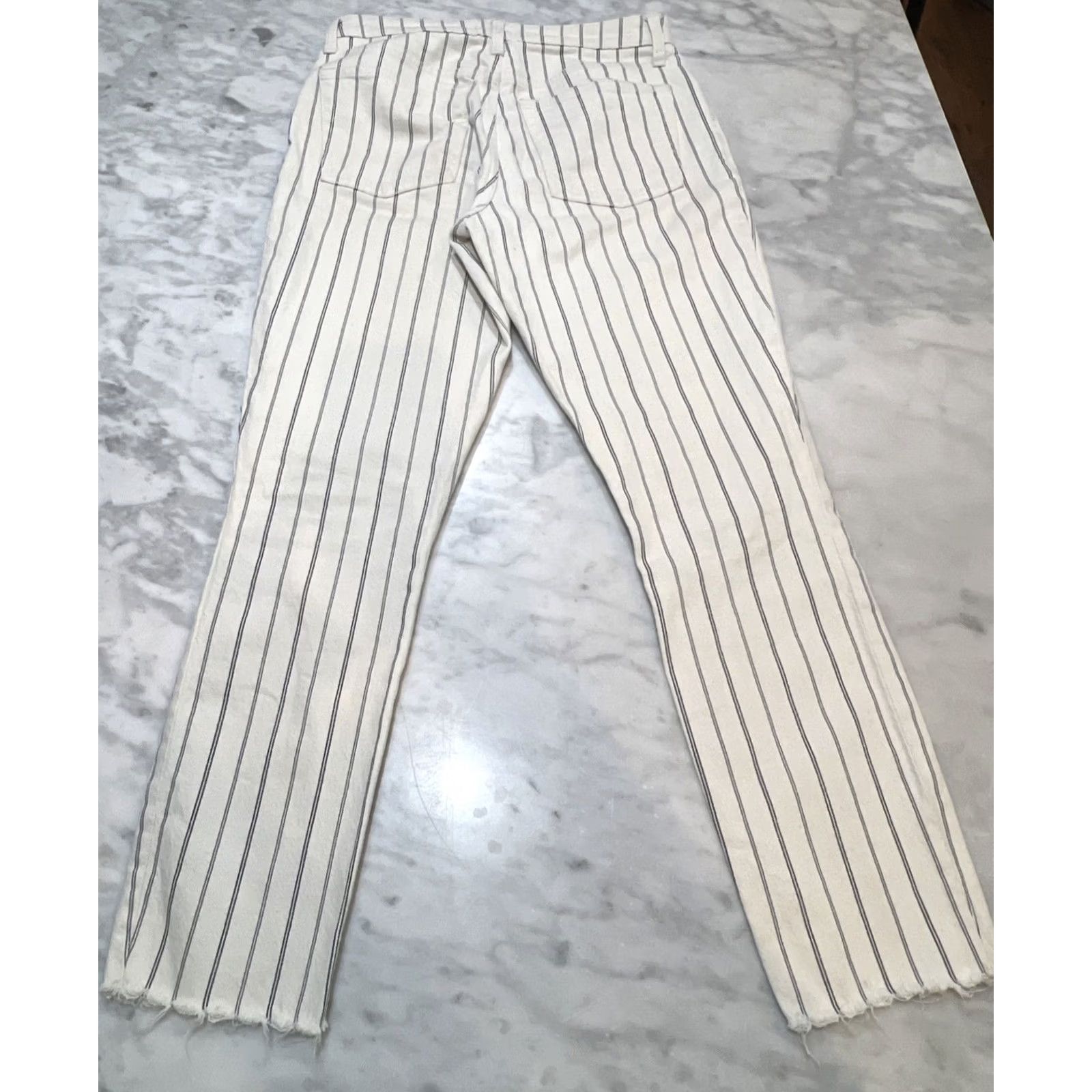 Abercrombie & Fitch VINTAGE Abercrombie Simone High Rise Slim Jeans White Striped 6R 28 Womens Size 28" / US 6 / IT 42 - 5 Thumbnail