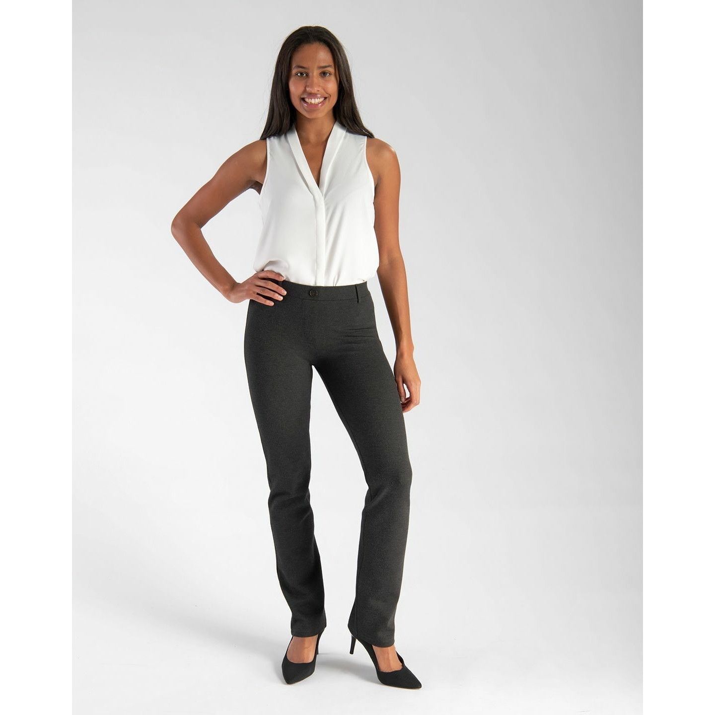 Betabrand Betabrand Gray Pull On Dress Pants Yoga Pants - Size Large Size 31" - 1 Thumbnail
