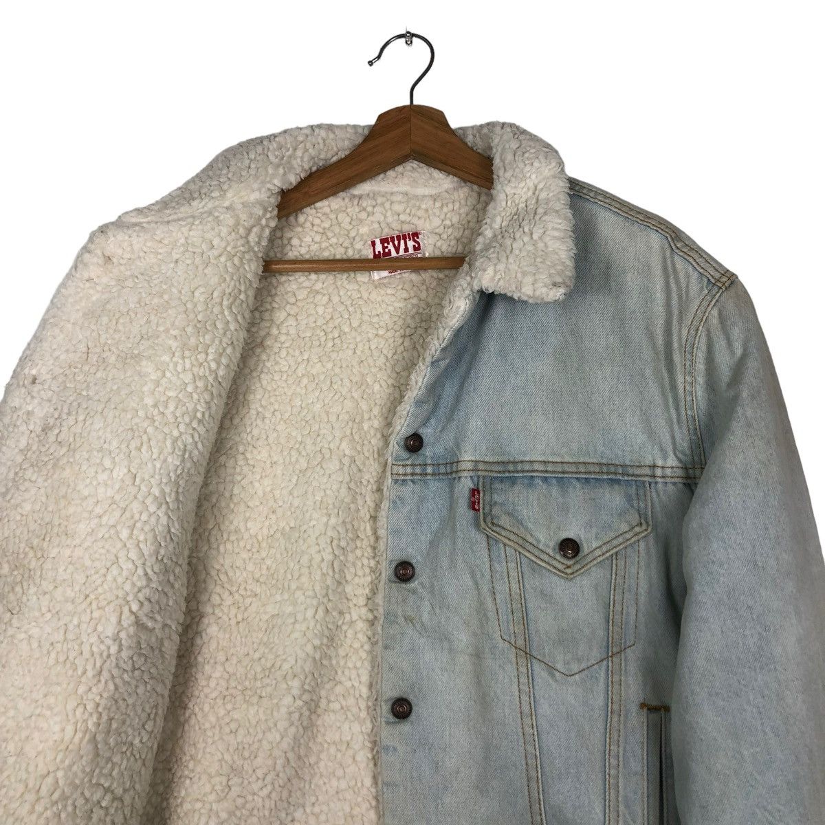Levi's 🔥VINTAGE DENIM BIKER JACKET LEVI’S USA SHEARLING MINK FUR Size US M / EU 48-50 / 2 - 12 Thumbnail