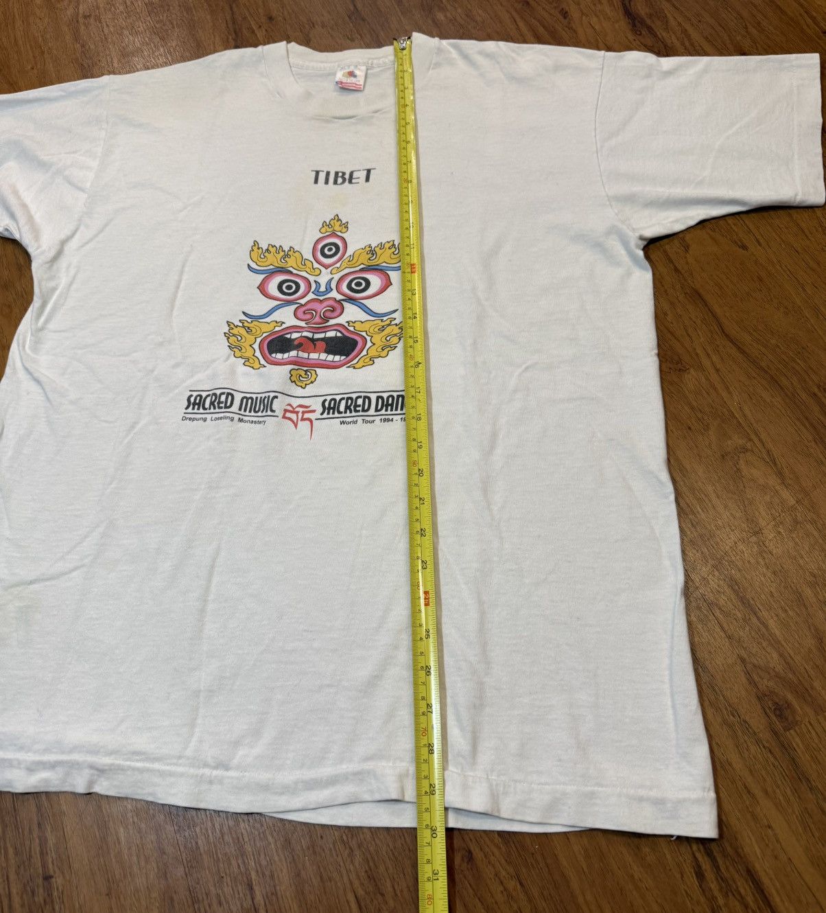 Fruit Of The Loom Vintage 90’s Tibet Sacred Music Dance Mahakala Shirt Tatt Size US XL / EU 56 / 4 - 6 Thumbnail