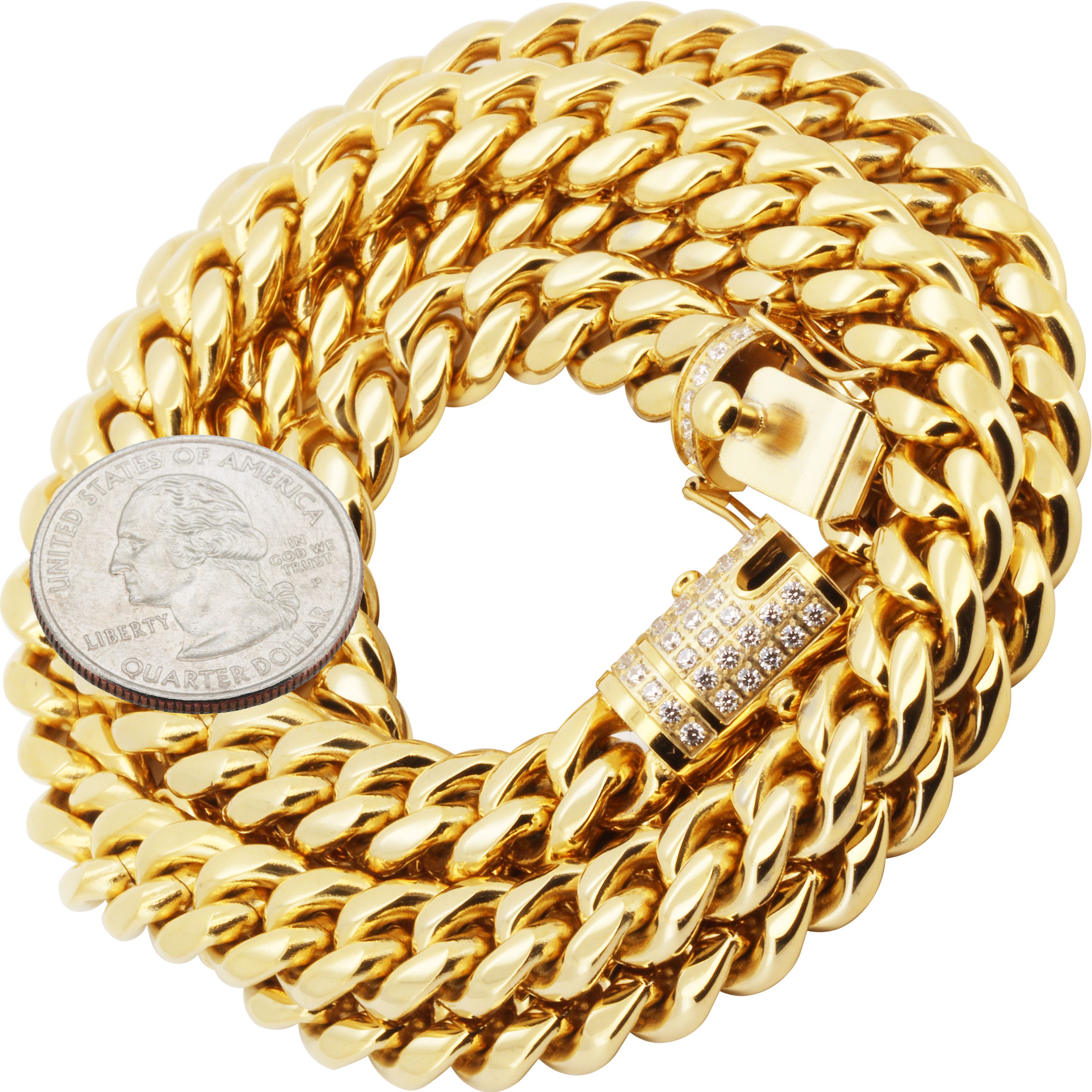 Other 316L SS 18k GP CZ 10mm Miami Cuban Link Chain Necklace 24" Size ONE SIZE - 2 Thumbnail