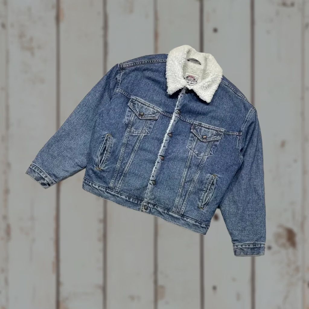 Levi's VINTAGE Levi's Jacket Adult XL Blue Denim Sherpa Lined Made In USA 1992 Y2K Men Size US XL / EU 56 / 4 - 1 Thumbnail