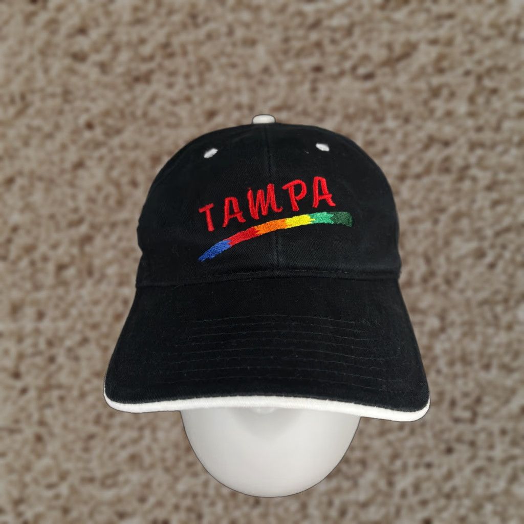 Rainbow VINTAGE HitWear Tampa Baseball Cap Unisex One Size Black Cotton Adjustable Embroidered Logo 90s Mens Womens Size ONE SIZE - 1 Thumbnail