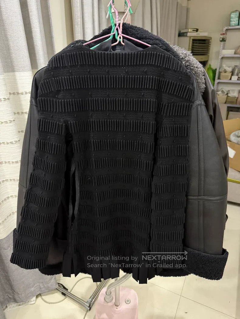 Alaia Alaia Black Knitted Leather Sleeve Jacket Size XS / US 0-2 / IT 36-38 - 2 Thumbnail