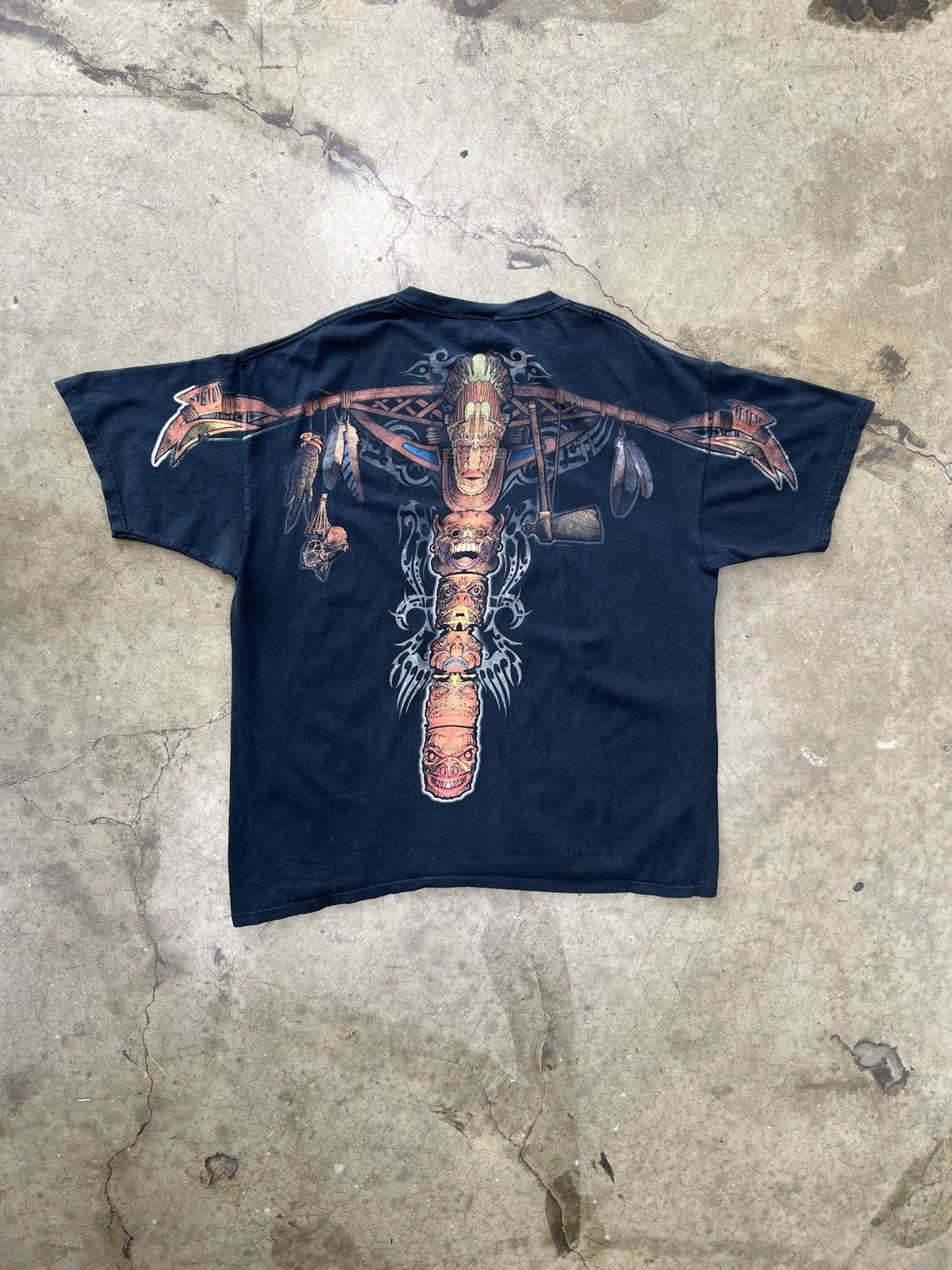 Vintage Vintage Liquid Blue AOP Skull Native Feather Tee XXL Size US XXL / EU 58 / 5 - 5 Thumbnail
