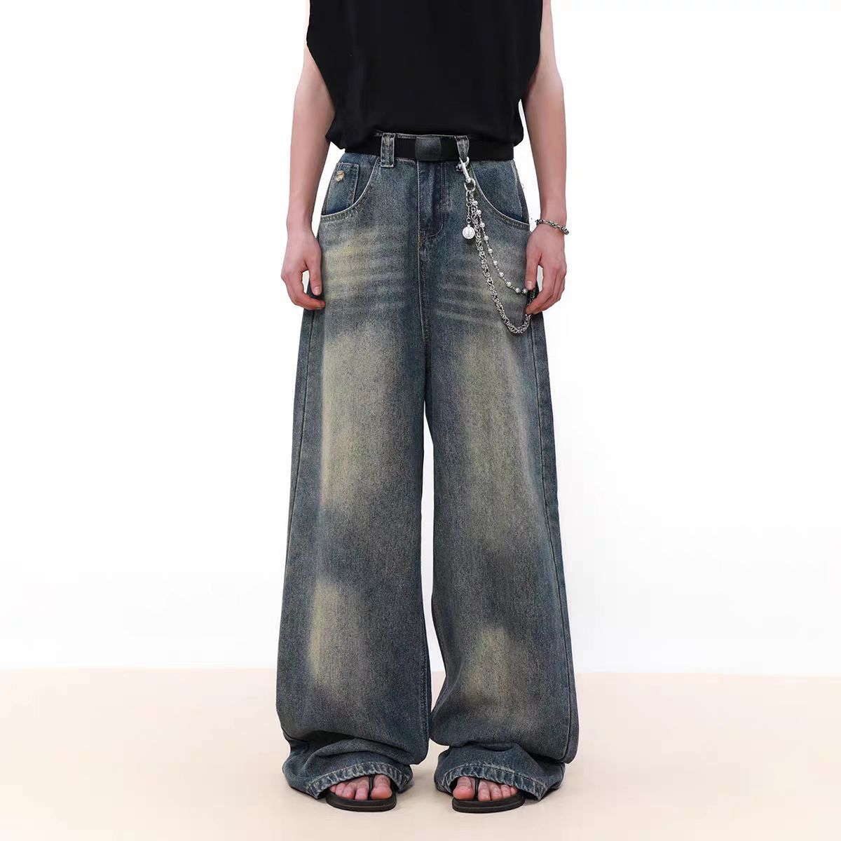 Japanese Brand × Jean Vintage washed and distressed straight leg loose jeans Size US 30 / EU 46 - 1 Thumbnail