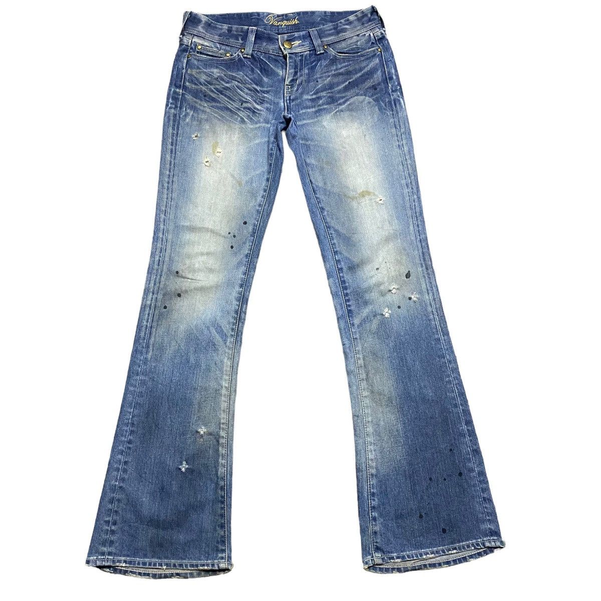 Vanquish Vanquish Gold Mudwash Denim Flare Jeans Size US 30 / EU 46 - 1 Thumbnail