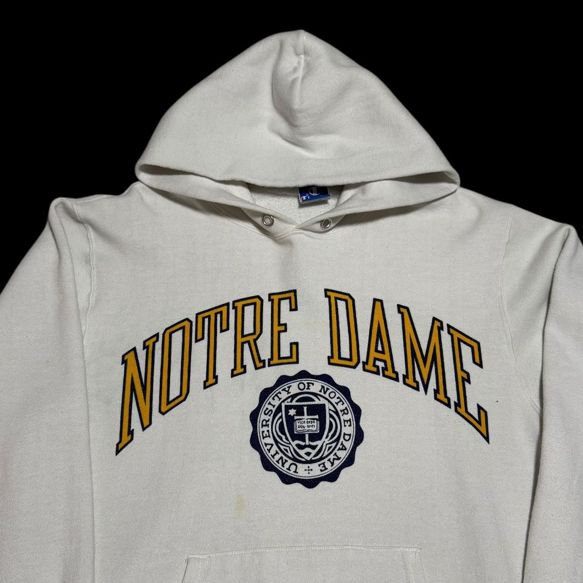 Champion Vintage 90s Notre Dame University Stained Hoodie Women's XL Size XL / US 12-14 / IT 48-50 - 2 Thumbnail