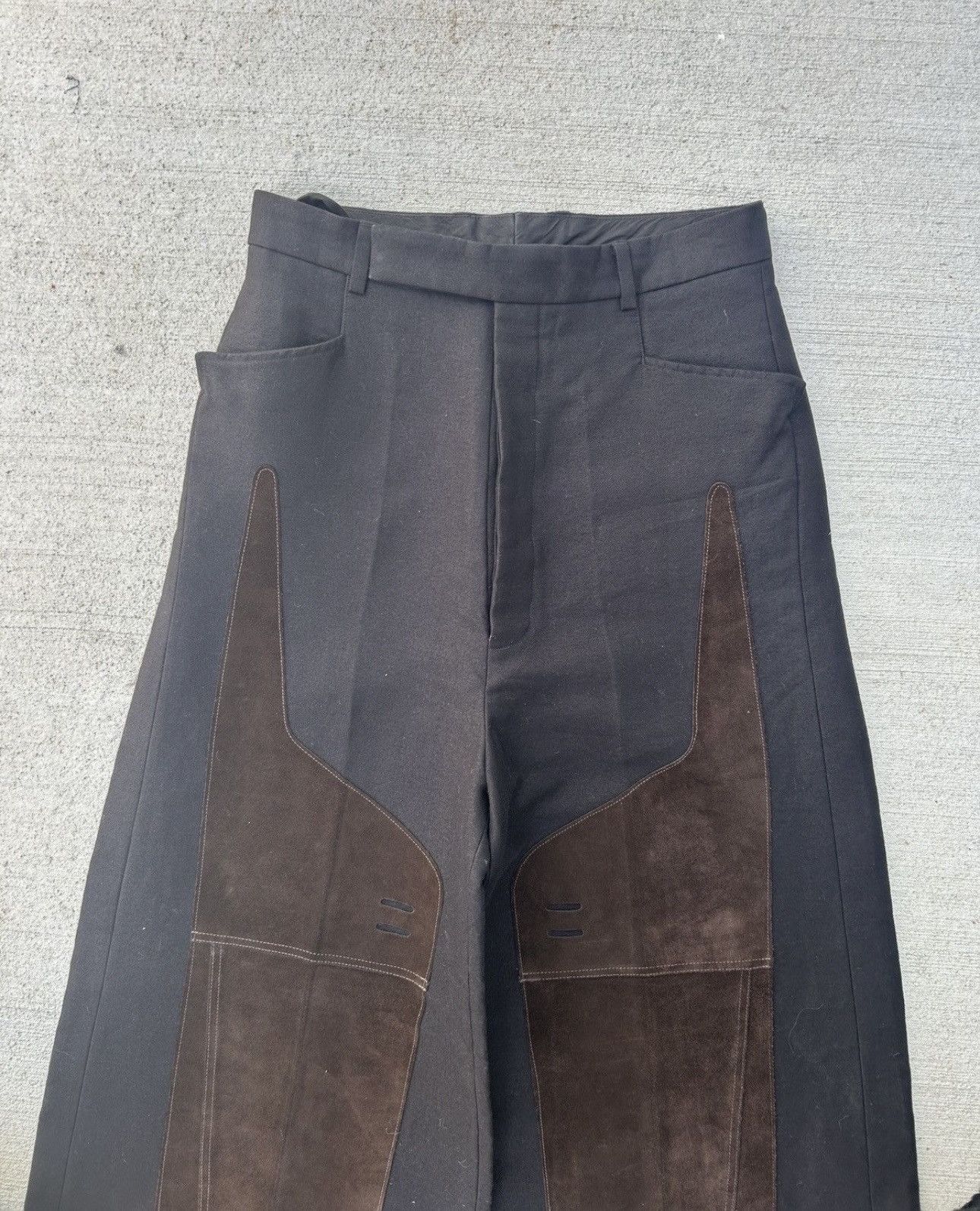 Rick Owens Rick Owens Runway FW19 Larry Moleskin Suede Patch Pants Size US 34 / EU 50 - 3 Thumbnail