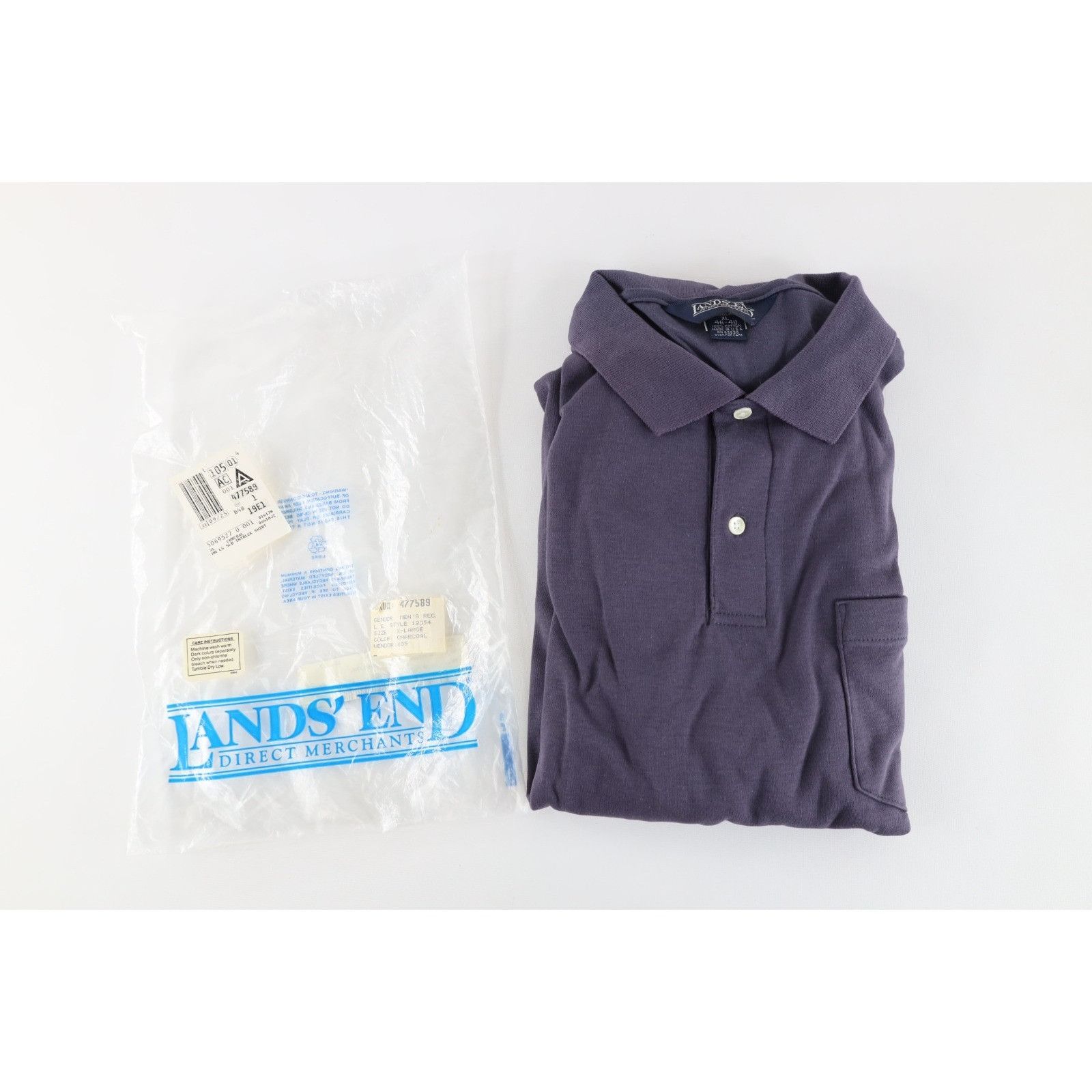 Lands' End Deadstock Vintage 90s Lands End Soft Cotton Long Sleeve Polo Size US XL / EU 56 / 4 - 1 Thumbnail