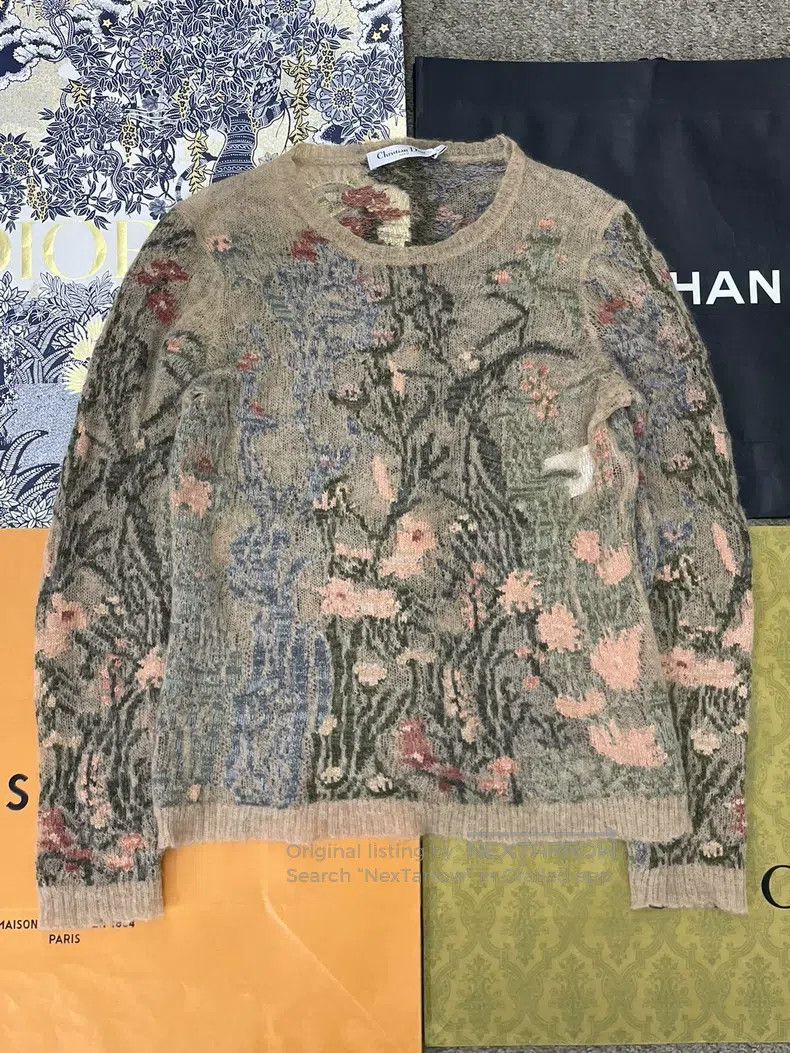 Dior Colourful floral embroidered horsehair sweater