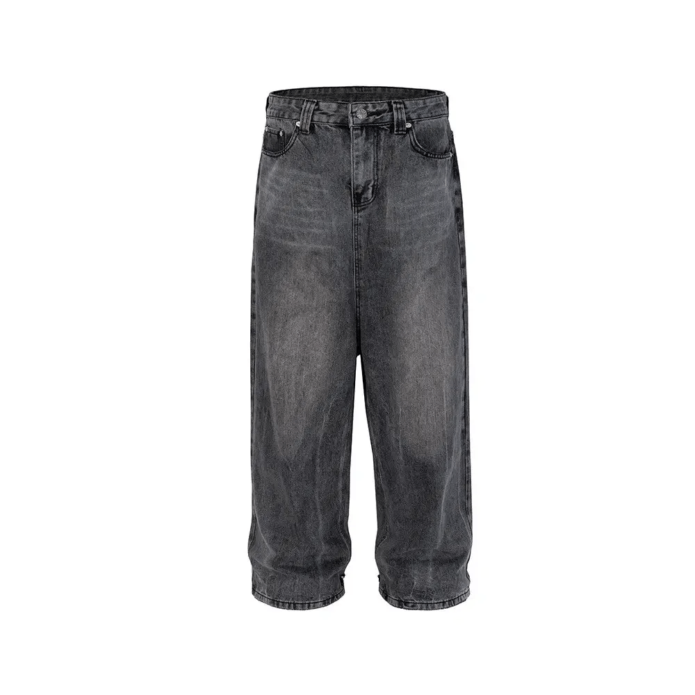 Japanese Brand × Vintage Dark Grey Washed Damage Baggy jeans y2k streetwear Size US 34 / EU 50 - 8 Thumbnail