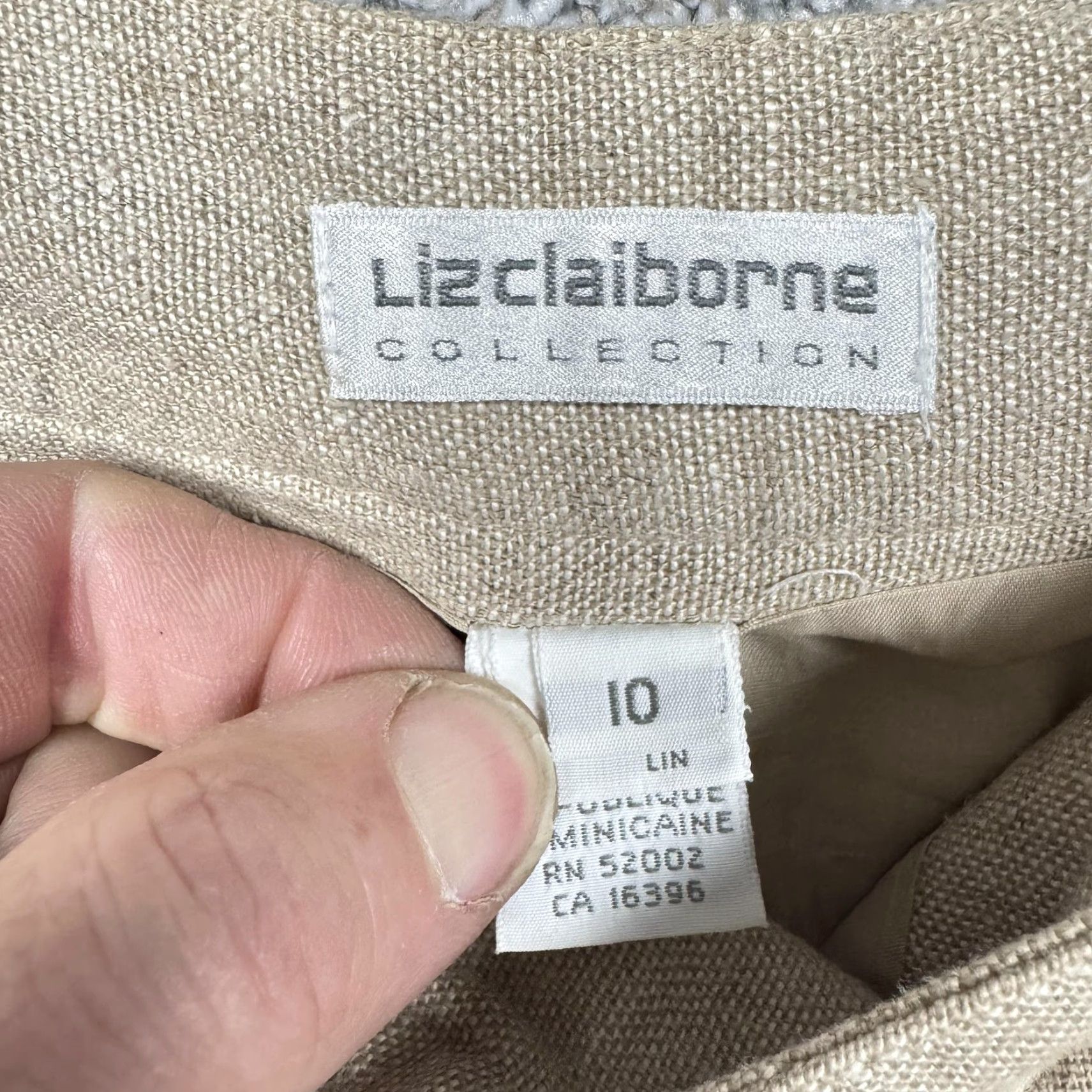 Liz Claiborne VINTAGE Liz Claiborne Skirt Womens 10 Beige Linen Lined Pockets Office Chic Classic Knee Length Size 32" / US 10 / IT 46 - 6 Thumbnail