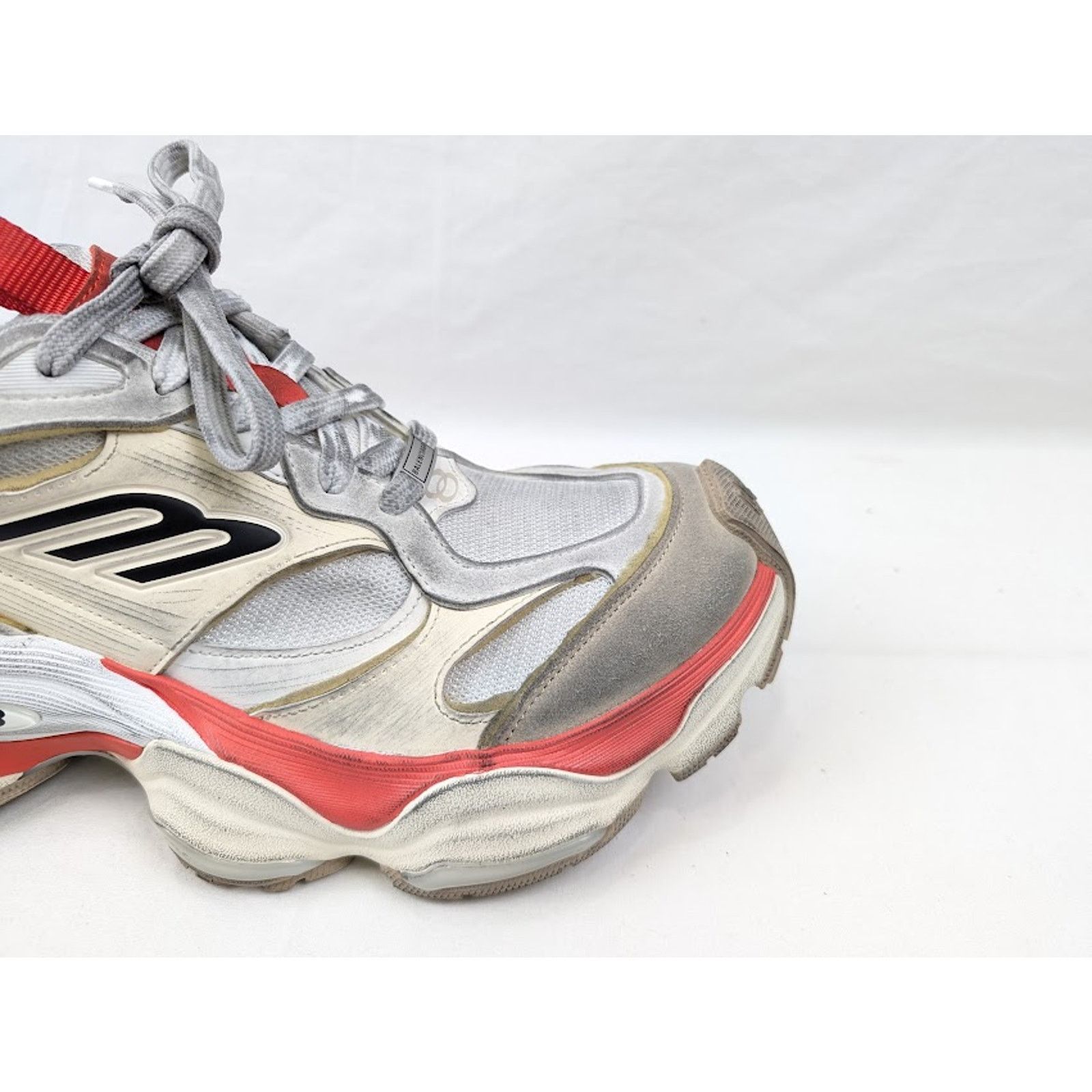 Balenciaga o1rshd1 Cargo Suede Low-Top Sneakers in Beige/Grey/Red Size US 12 / EU 45 - 3 Thumbnail