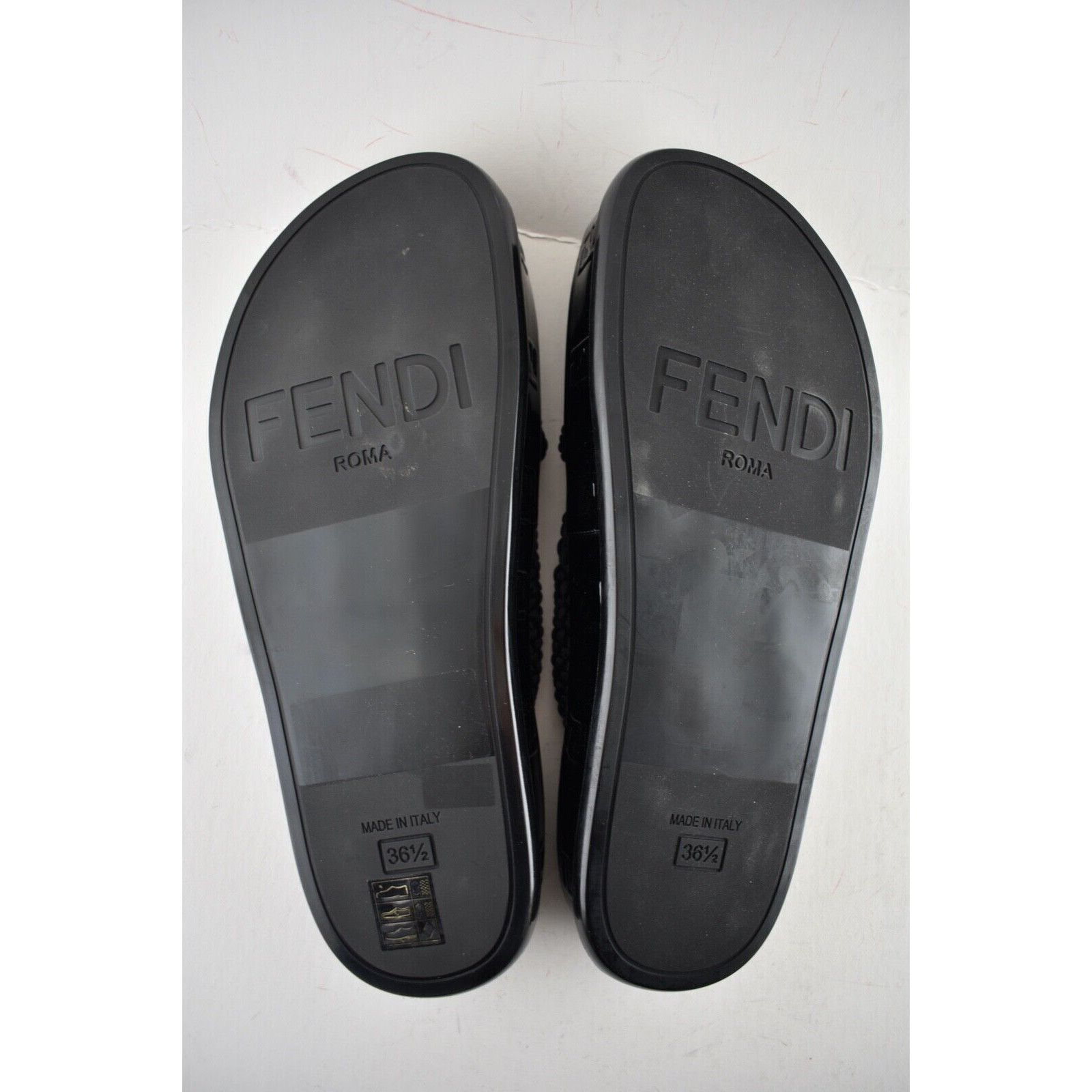 Fendi Fendi Black Criss Cross Woven Logo Mule Slide Slip On Flat Size US 6.5 / IT 36.5 - 12 Thumbnail