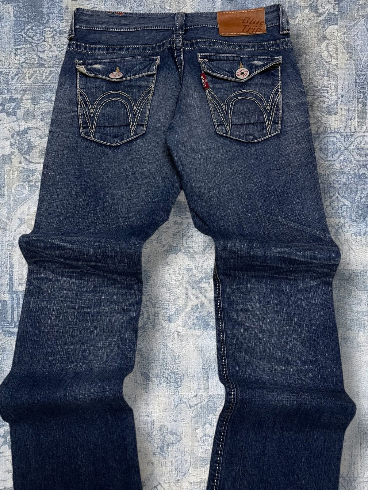 Edwin Vintage 90s Japan Designer Edwin Blue Trip Distressed Denim Size US 32 / EU 48 - 12 Thumbnail
