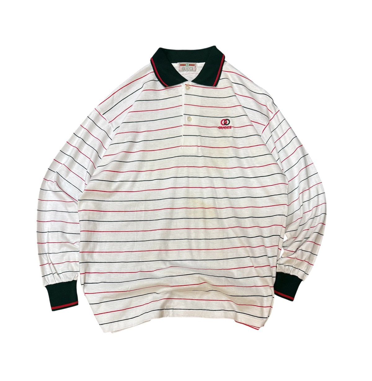 Vintage Vintage 90’s Bootleg Gucci Striped Polo LS Size US L / EU 52-54 / 3 - 1 Thumbnail
