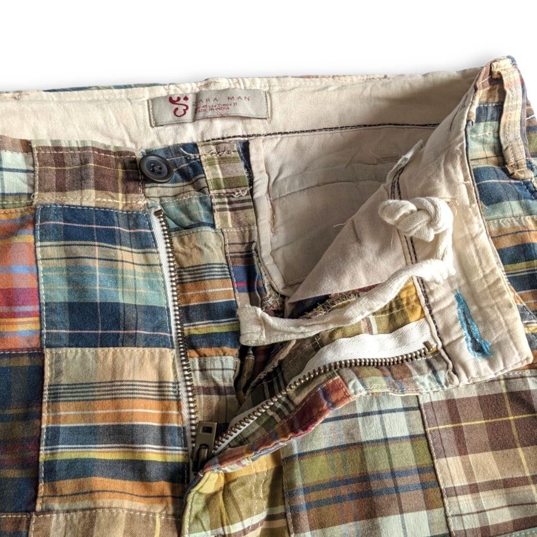 Zara Zara patchwork madras cargo shorts Size US 31 - 5 Thumbnail