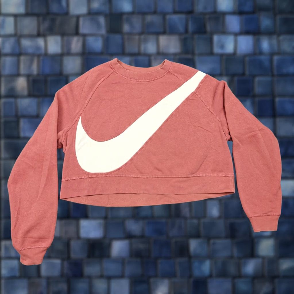 Nike Nike Sweatshirt Womens Medium Pink Fleece Cropped Swoosh Logo Crewneck Pullover Size M / US 6-8 / IT 42-44 - 1 Thumbnail