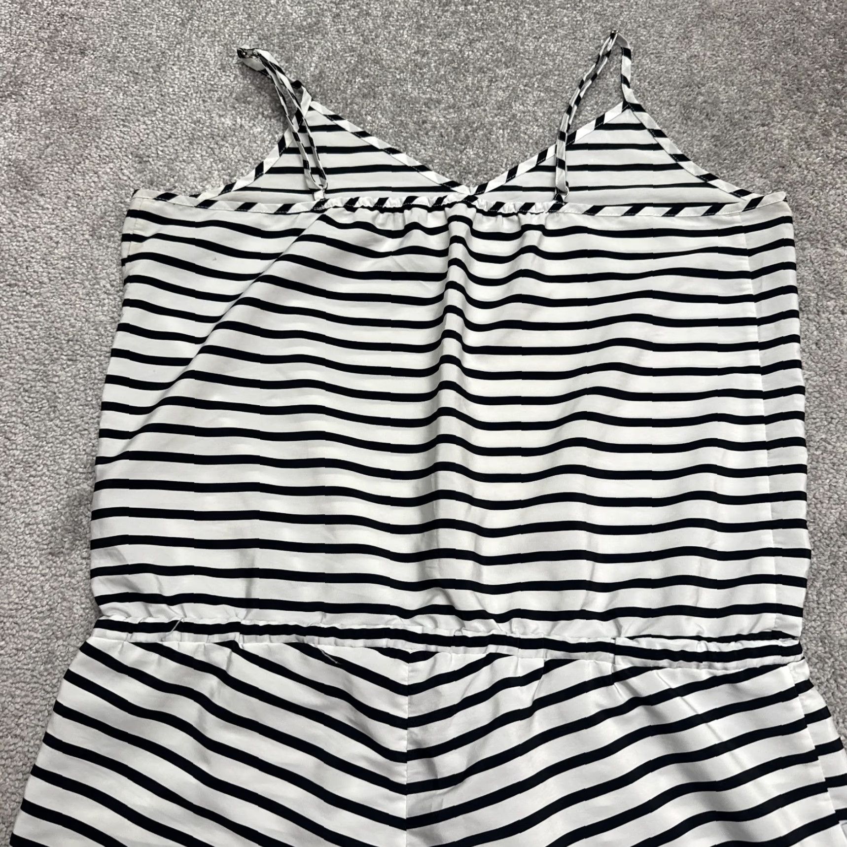 J.Crew J.Crew Romper Womens Medium Black White Striped Spaghetti Strap Tie Waist Casual Size 32" / US 10 / IT 46 - 3 Thumbnail