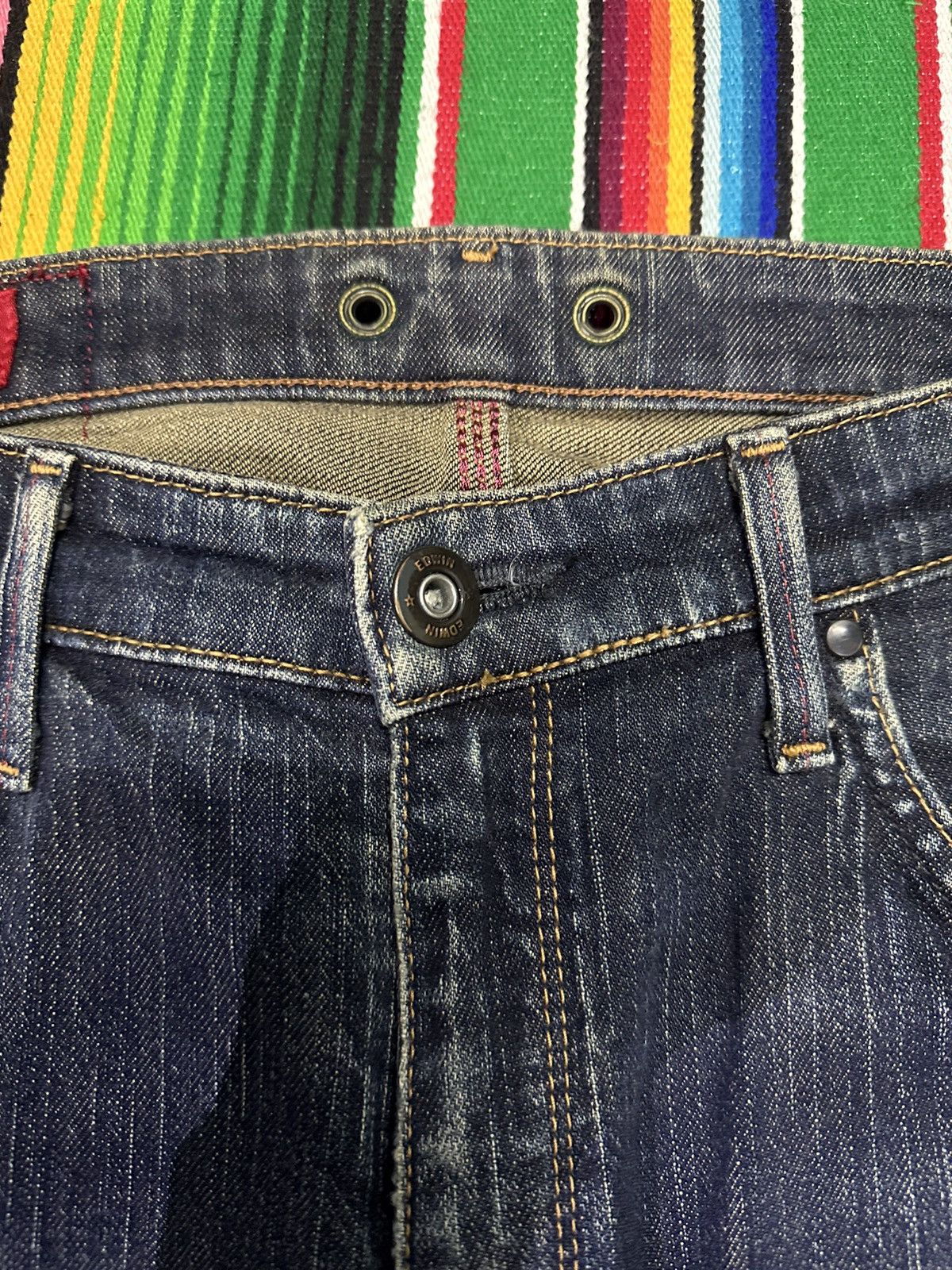 Edwin 💥 Edwin Twist Leg 💥Denim Edwin blue trip with flare design 💥 Size US 34 / EU 50 - 8 Thumbnail