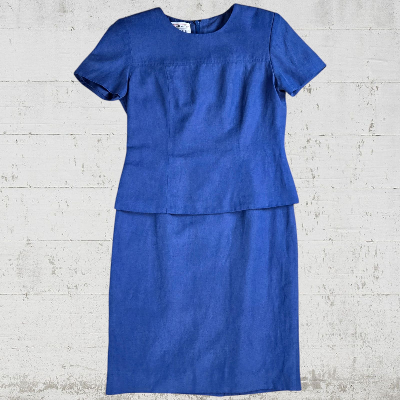Other Vintage Blue Silk Linen Mini Dress Size 2P Size XS / US 0-2 / IT 36-38 - 2 Thumbnail