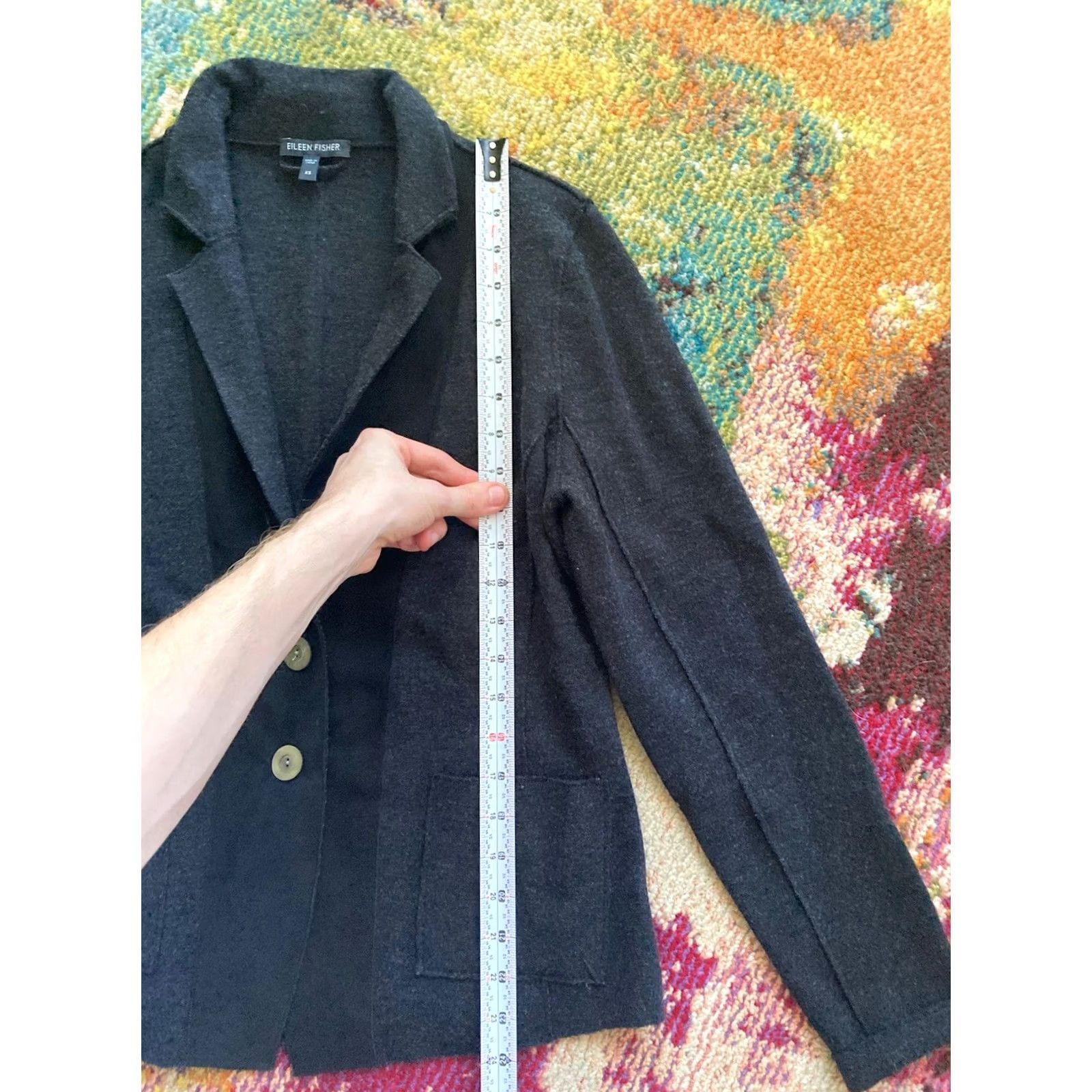 Eileen Fisher Eileen Fisher Cardigan Jacket Womens XS Notch Collar Merino Wool Leather Trim Size XS / US 0-2 / IT 36-38 - 7 Thumbnail