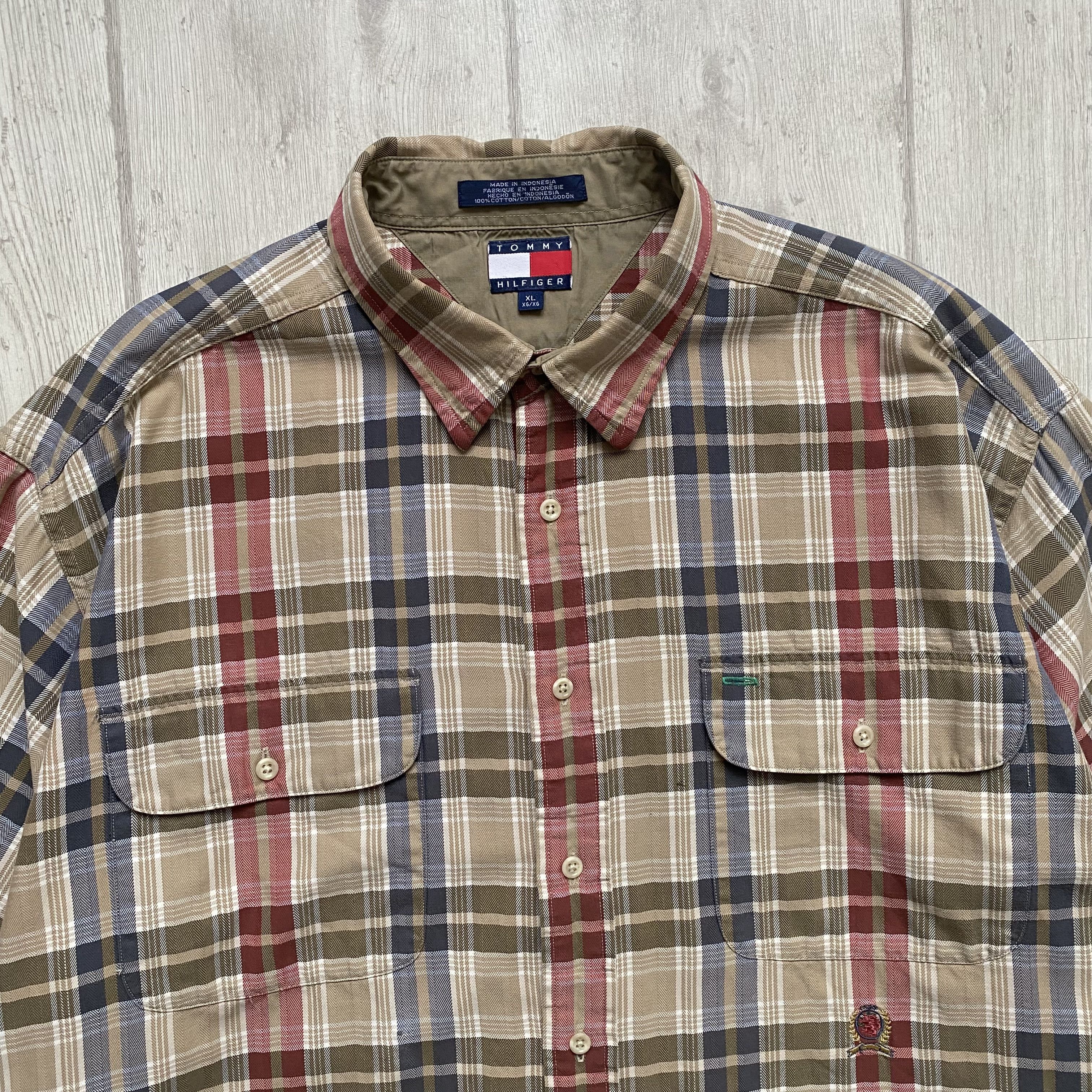 Tommy Hilfiger 🔥Vintage 90s Tommy Hilfiger Shirt Flannel Trevis style Size US XL / EU 56 / 4 - 4 Thumbnail