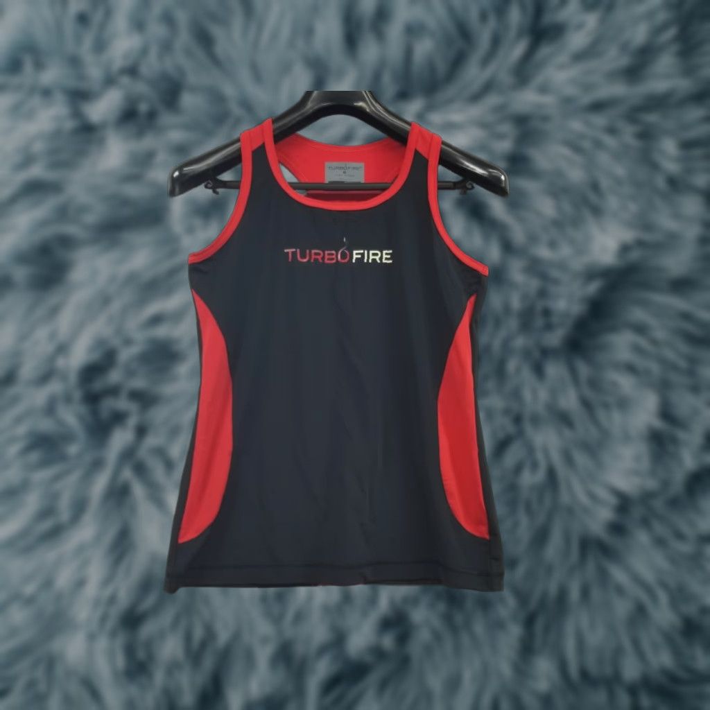 Vintage Turbo Fire Womens Tank Small Racerback Active Running Beachbody Red Black Tank Top Size S / US 4 / IT 40 - 1 Thumbnail