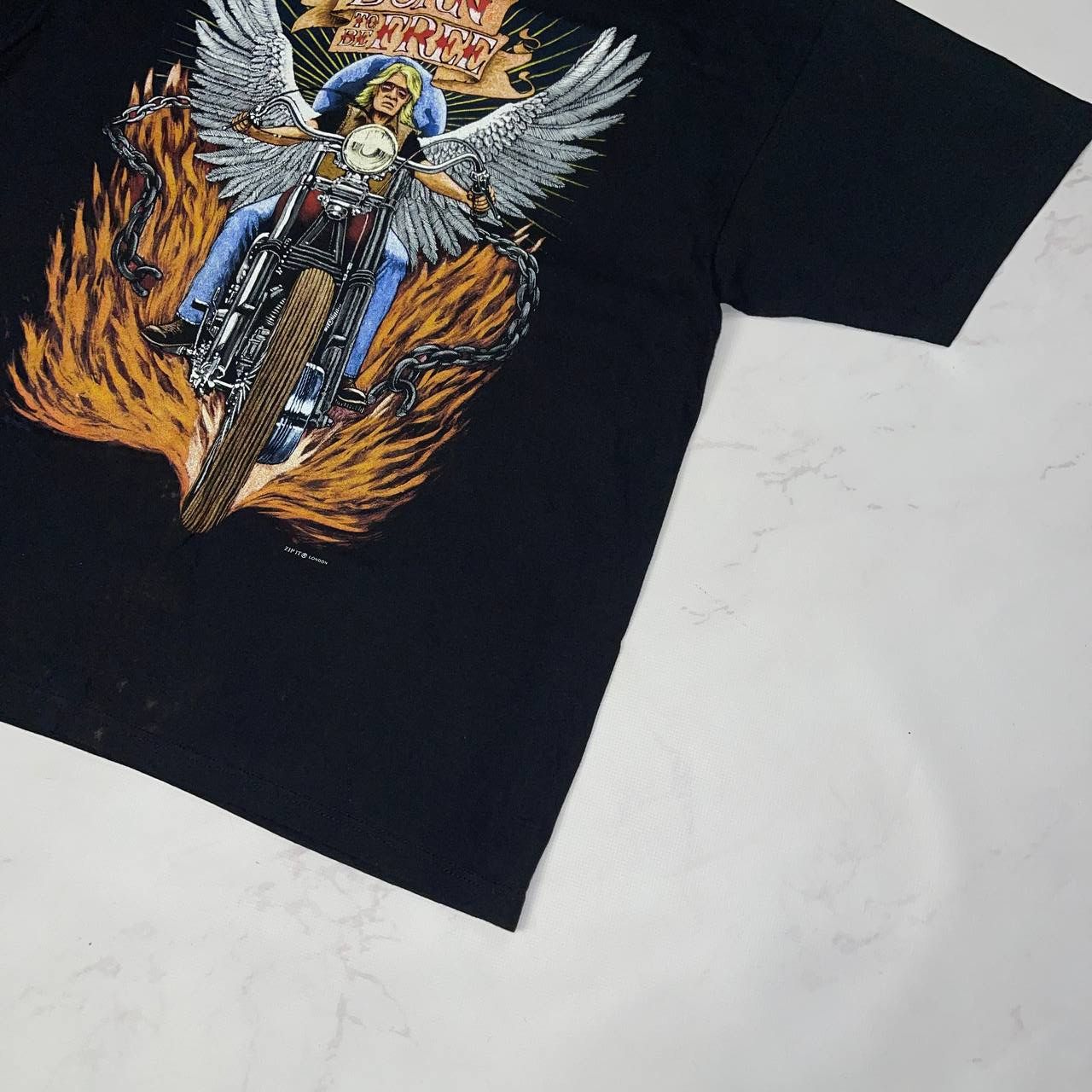 Vintage Vintage Zip It London Born to be Free Biker Tee Black Size L Size US L / EU 52-54 / 3 - 7 Thumbnail
