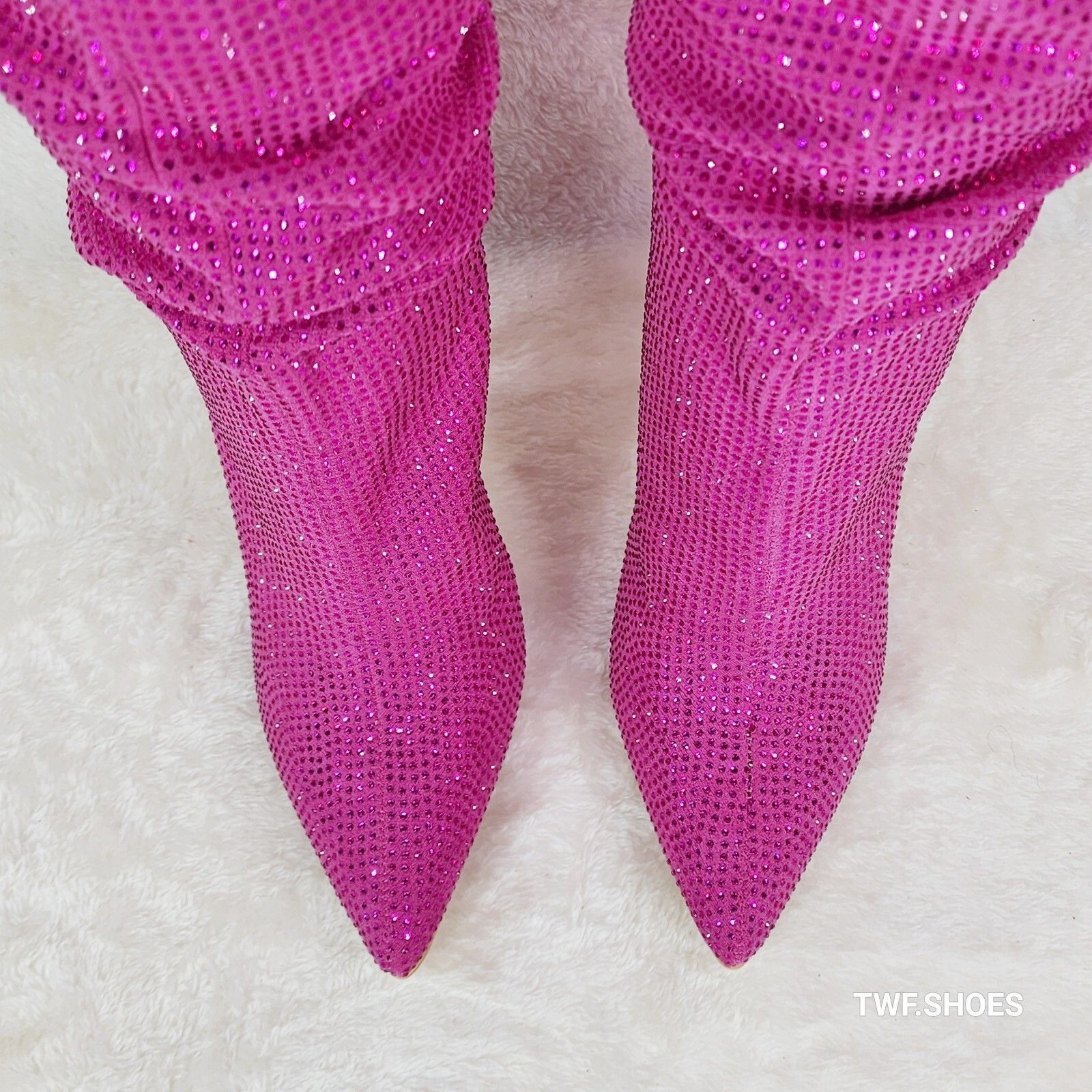 Other Resolve Sparkling Pink Rhinestone High Heel Slouch Calf Boot Size US 6 / IT 36 - 5 Thumbnail