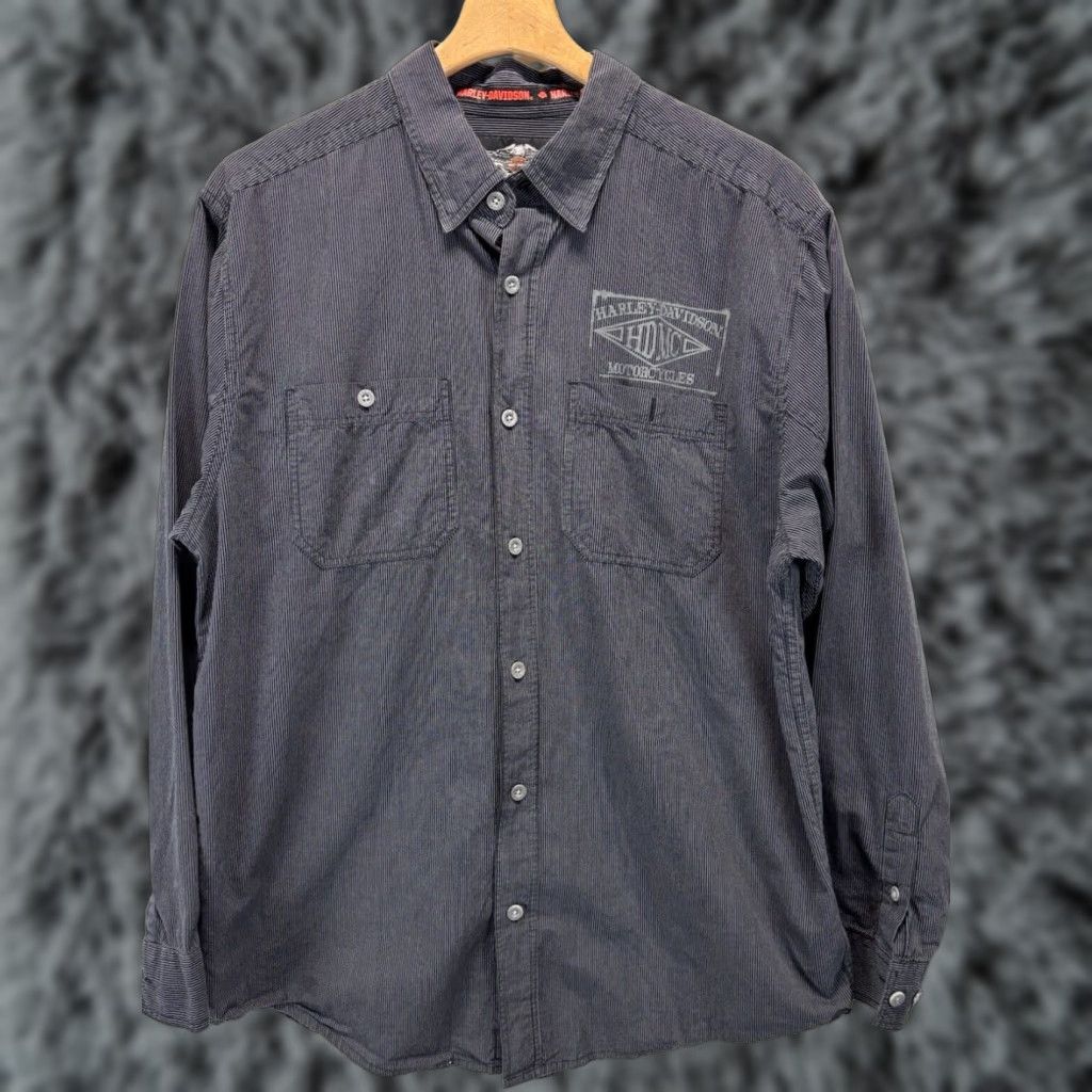 Harley Davidson Harley-Davidson Double Sided Graphic Shirt Large Mens Grey Button Up Long Sleeve Size US L / EU 52-54 / 3 - 1 Thumbnail