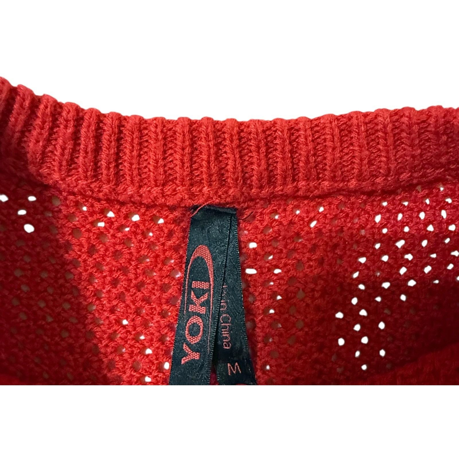 Other Yoki Numbers Open Knit Sweater Red Womens M Stretch Long Sle Size M / US 6-8 / IT 42-44 - 5 Thumbnail