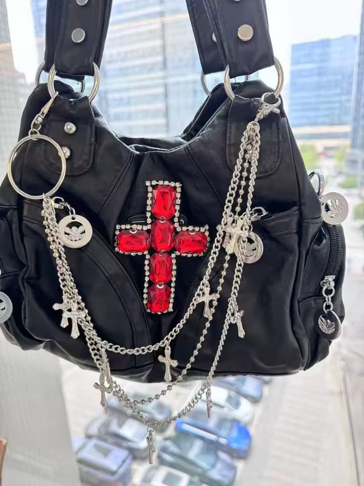 Other Handmade Y2K Gothic Leather Shoulder Bag Size ONE SIZE - 1 Thumbnail