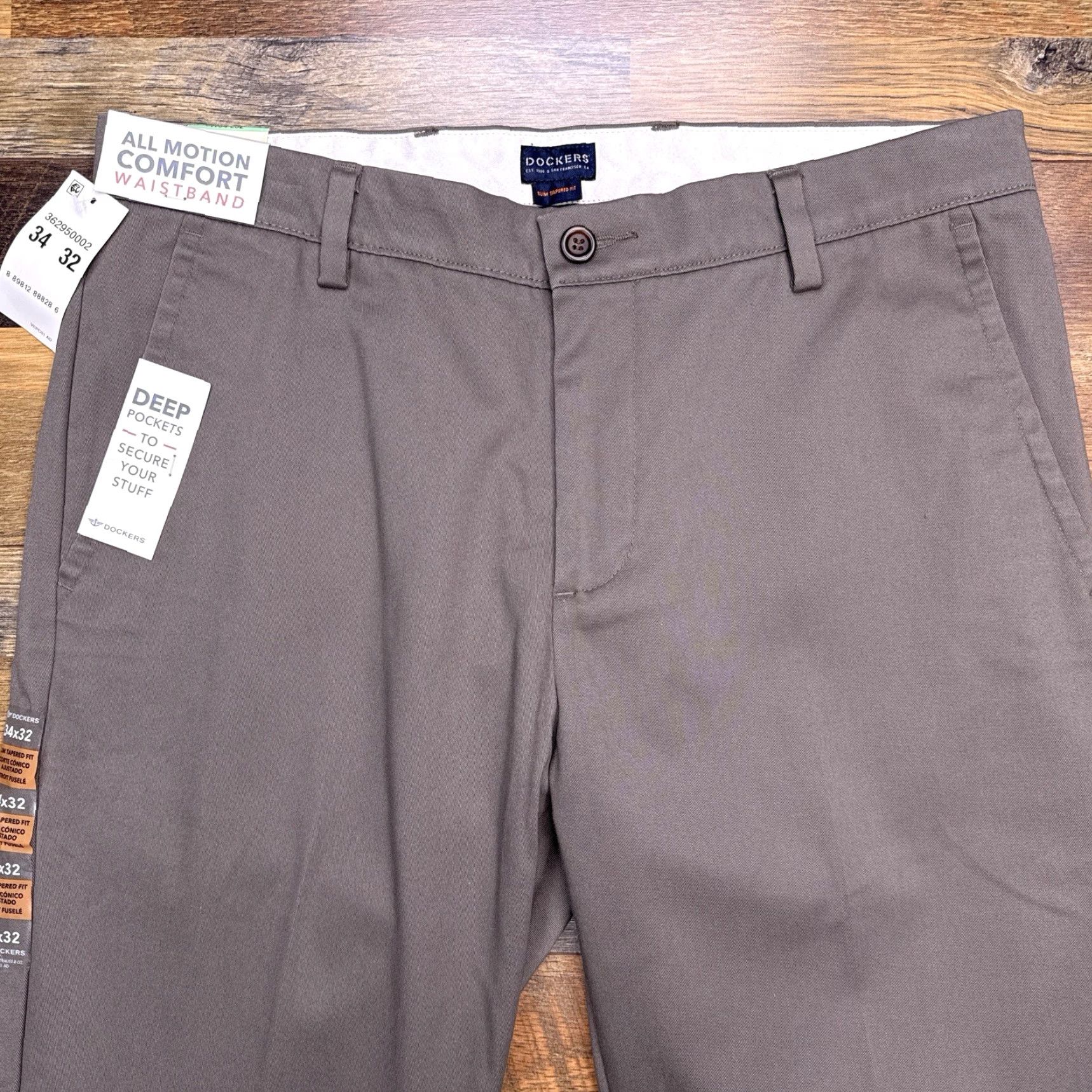 Dockers Dockers Slim Pants Mens 34x32 Khaki Stretch Twill Cotton Blend Flat Front Tapered Preppy Casual Workwear New Size US 34 / EU 50 - 4 Thumbnail