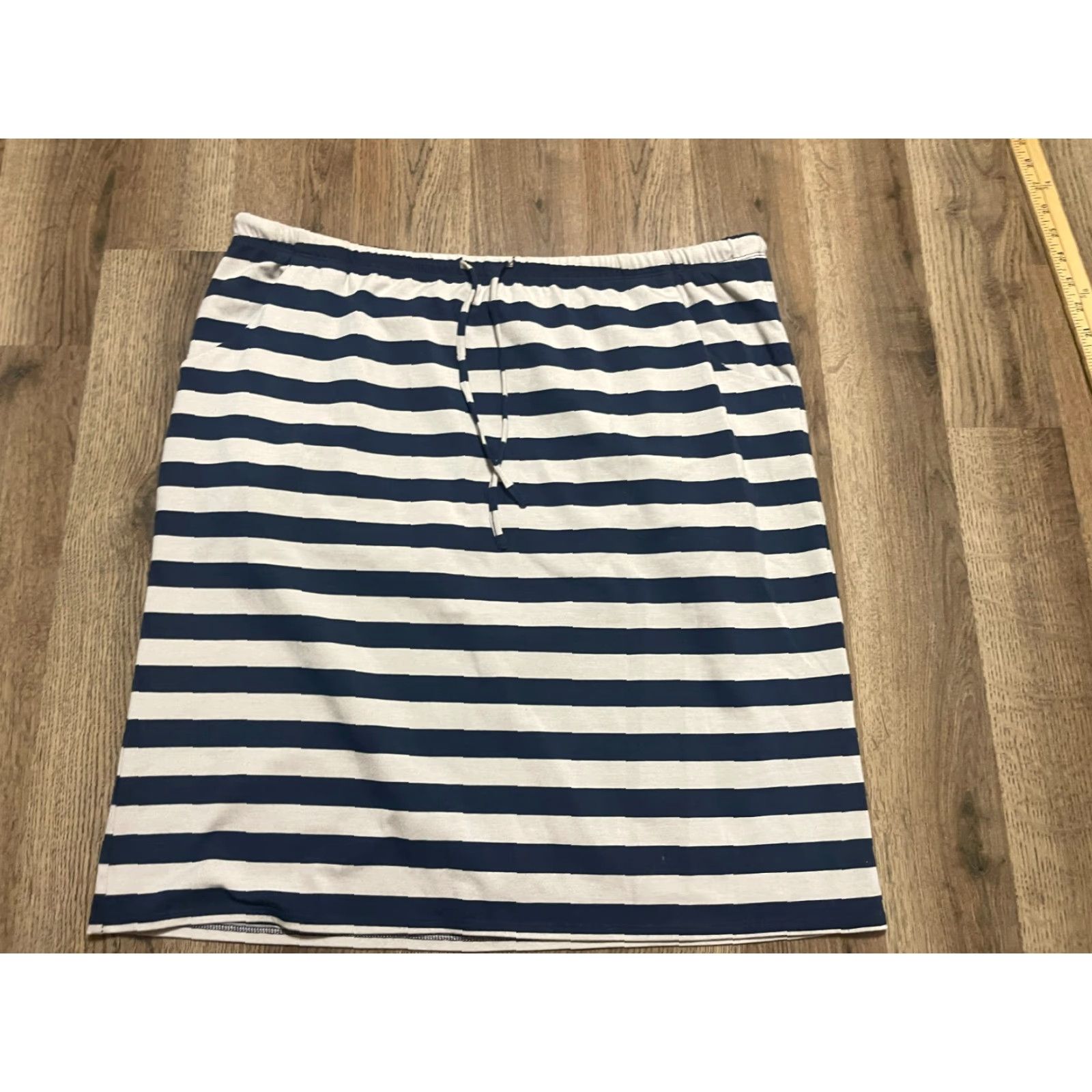 Vintage Sonoma Skirt Women's Size Large Blue Grey Striped Tie Waist Straight Pencil Size 36" / US 14 / IT 50 - 2 Thumbnail