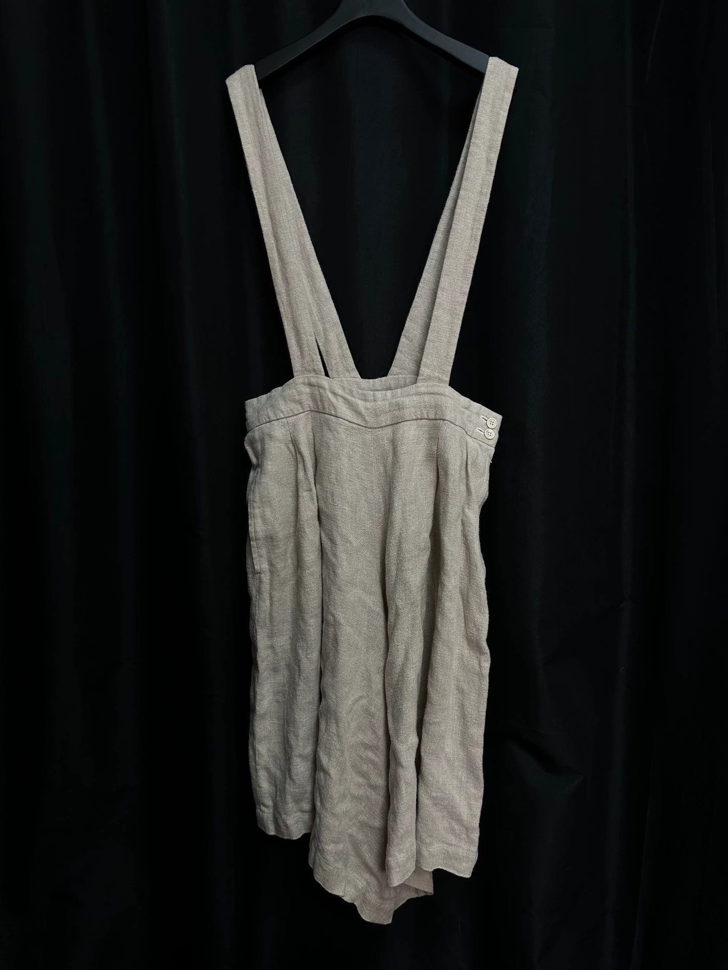 Comme des Garcons CDG Beige Washed Linen Wide-Leg Overalls Unisex Near New Size 26" / US 2 / IT 38 - 2 Thumbnail