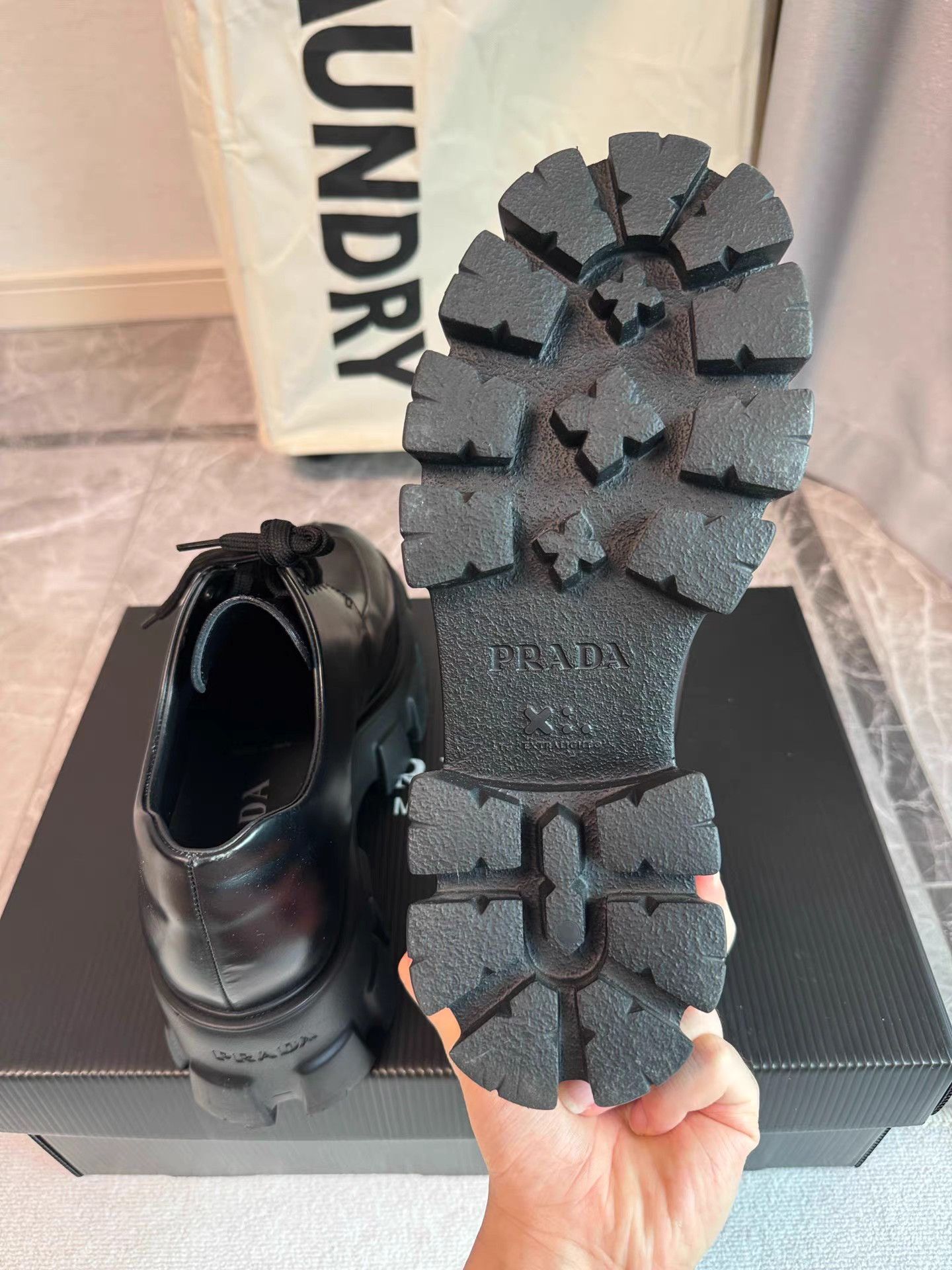Prada Prada Matte Black Platform Derby Shoes K6 Size US 8 / IT 38 - 8 Thumbnail