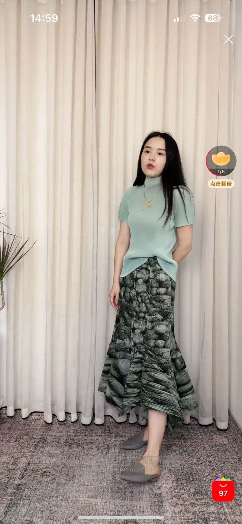 Issey Miyake Issey Miyake size:3 Green Midi Skirt Size 23" - 4 Thumbnail
